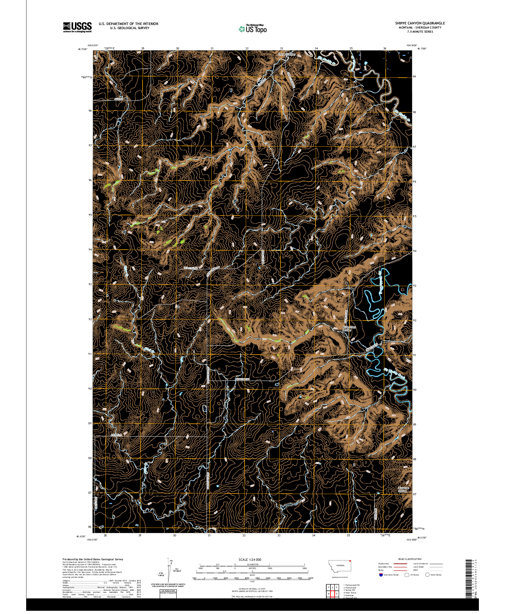 USGS US TOPO 7.5-MINUTE MAP FOR SHIPPE CANYON, MT 2020