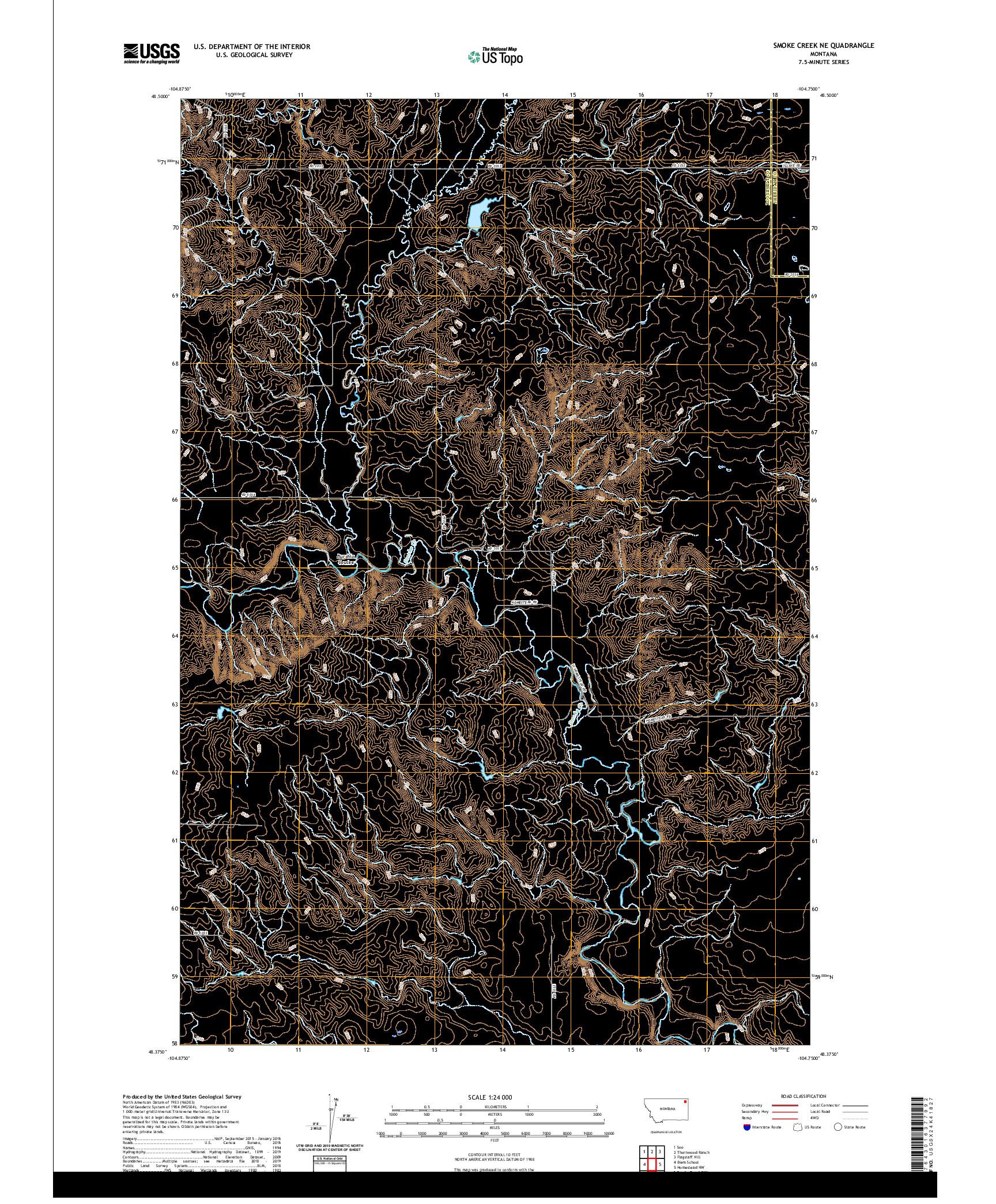 USGS US TOPO 7.5-MINUTE MAP FOR SMOKE CREEK NE, MT 2020