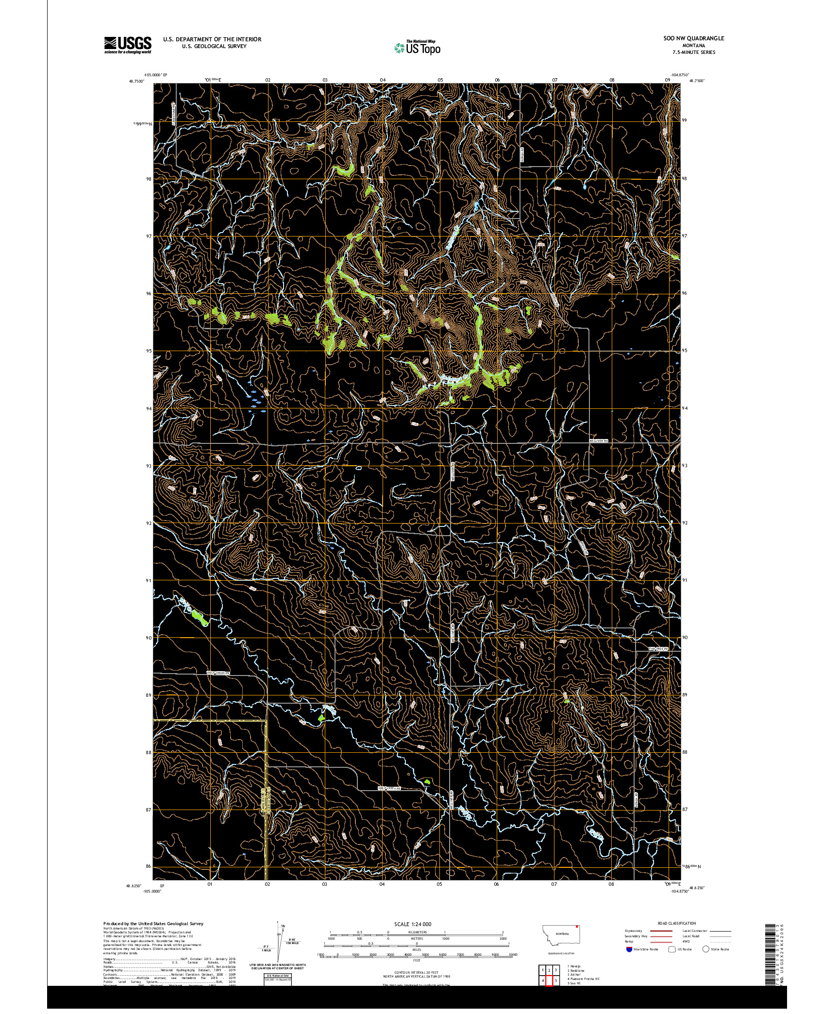 USGS US TOPO 7.5-MINUTE MAP FOR SOO NW, MT 2020
