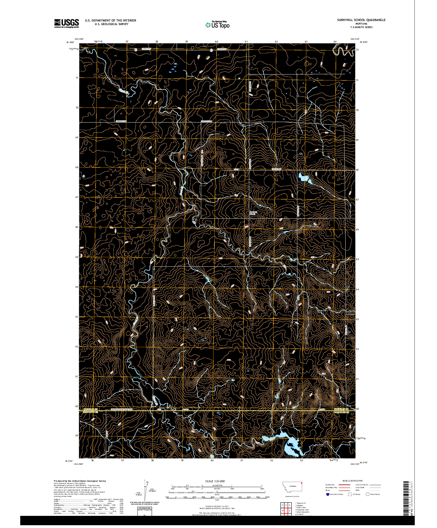 USGS US TOPO 7.5-MINUTE MAP FOR SUNNYHILL SCHOOL, MT 2020