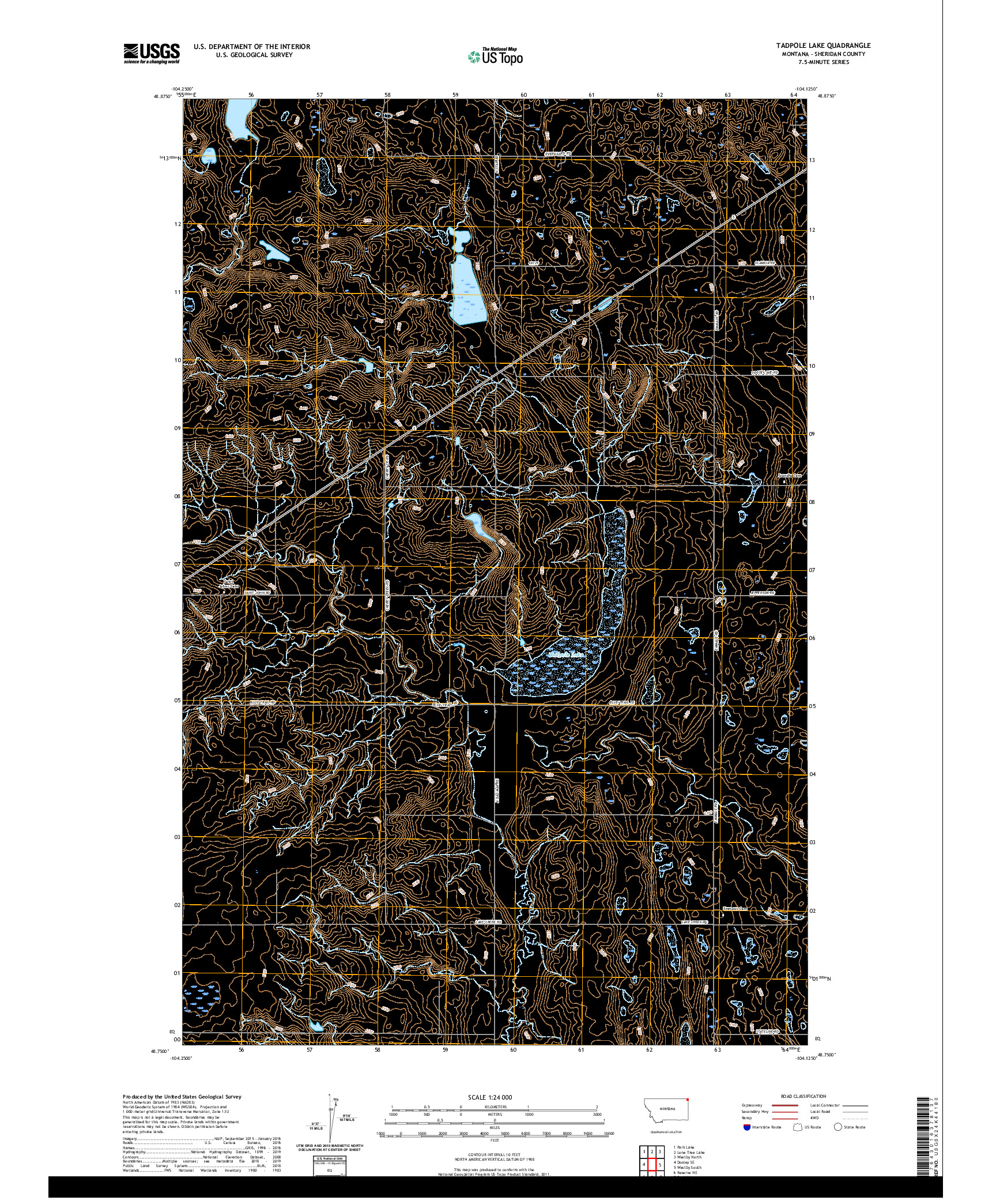 USGS US TOPO 7.5-MINUTE MAP FOR TADPOLE LAKE, MT 2020