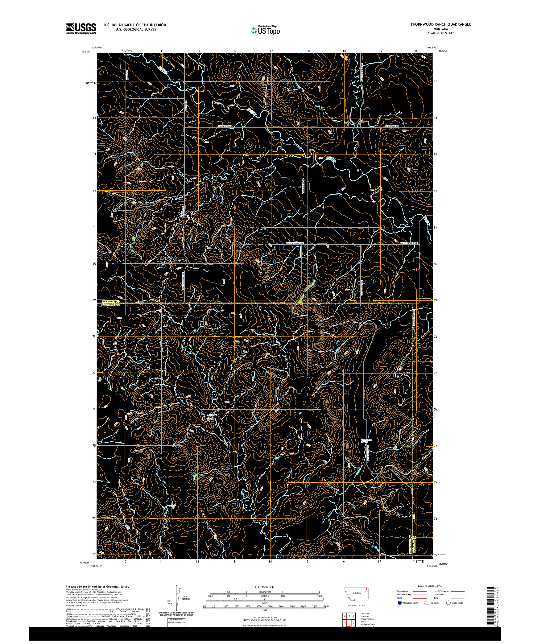 USGS US TOPO 7.5-MINUTE MAP FOR THORNWOOD RANCH, MT 2020