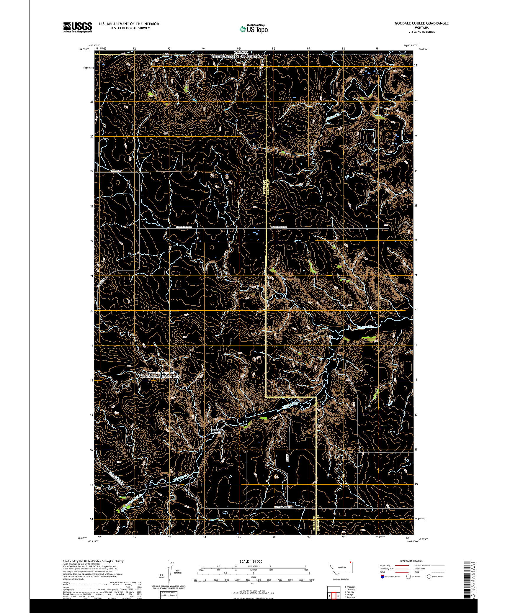USGS US TOPO 7.5-MINUTE MAP FOR GOODALE COULEE, MT,SK 2020