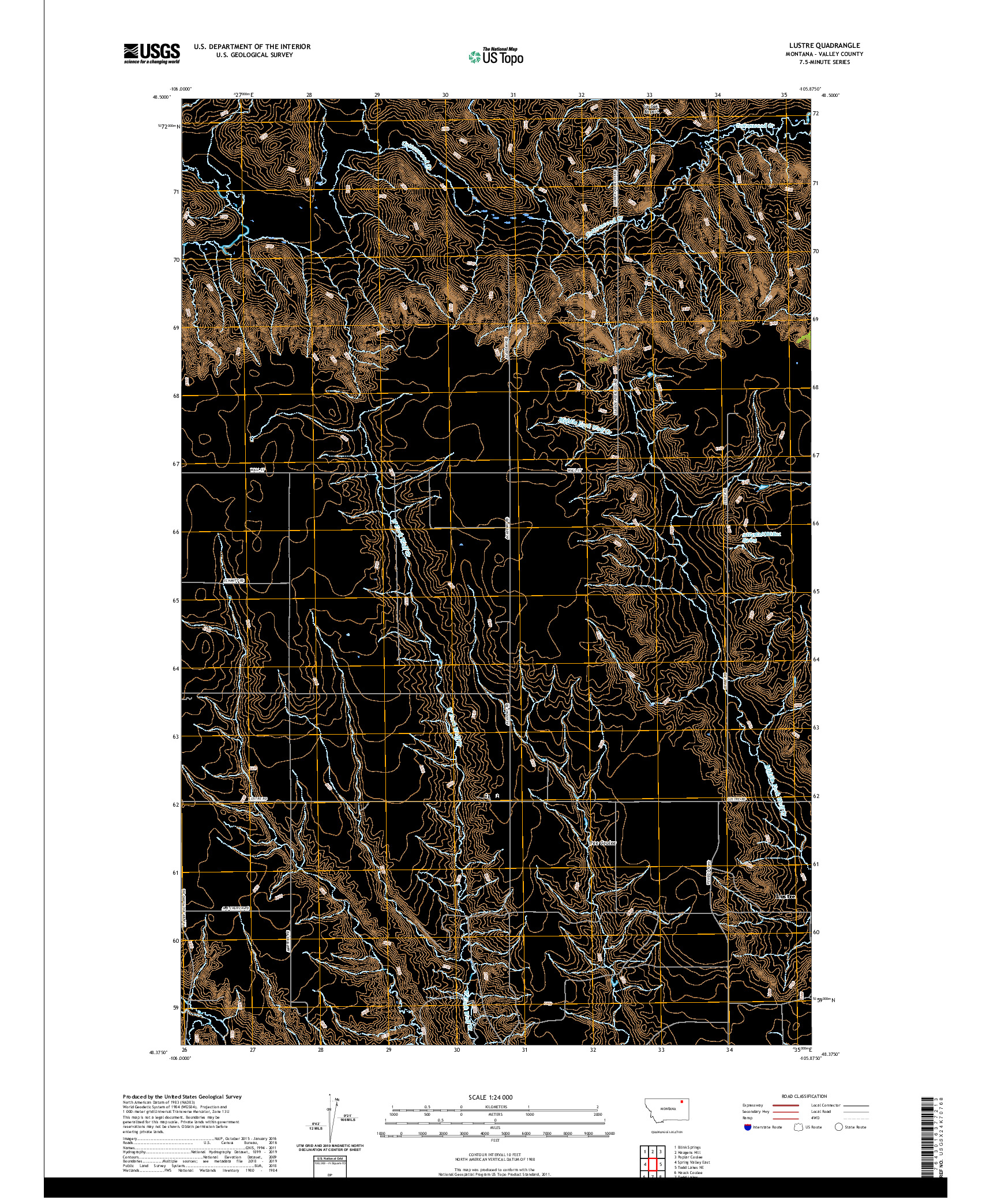 USGS US TOPO 7.5-MINUTE MAP FOR LUSTRE, MT 2020