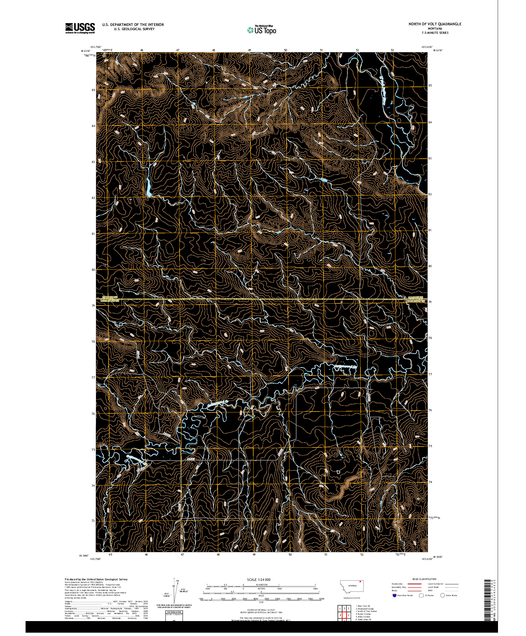USGS US TOPO 7.5-MINUTE MAP FOR NORTH OF VOLT, MT 2020