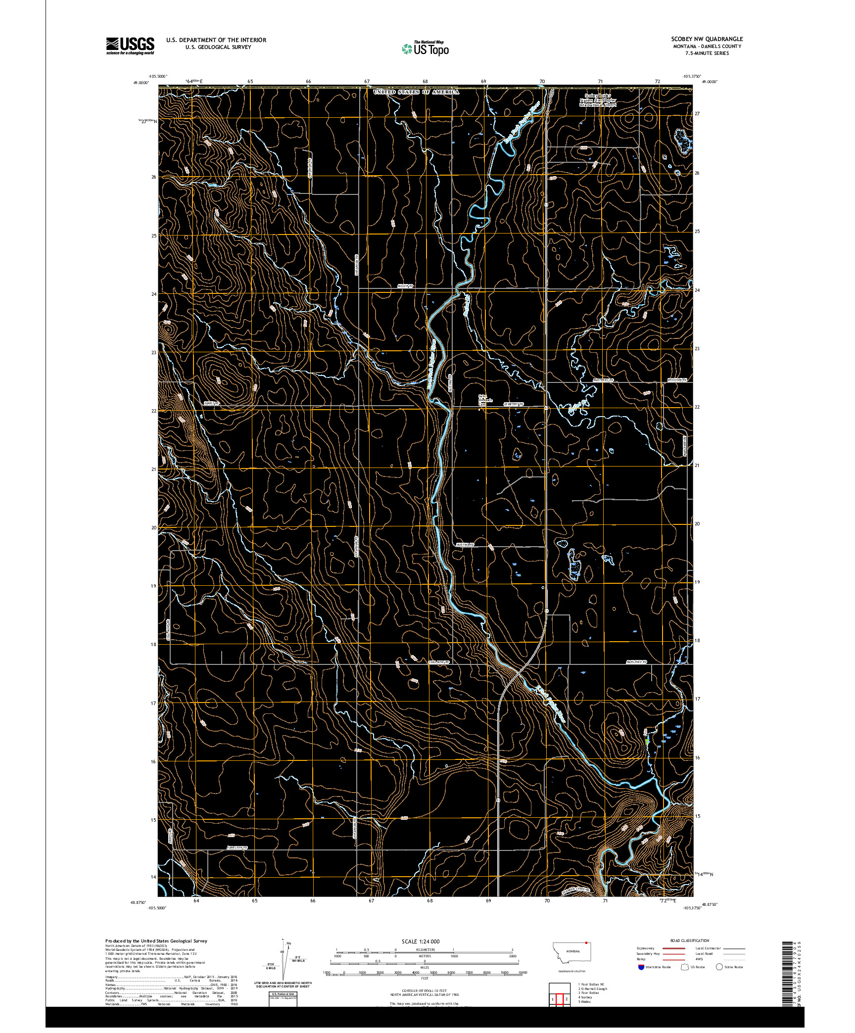 USGS US TOPO 7.5-MINUTE MAP FOR SCOBEY NW, MT,SK 2020