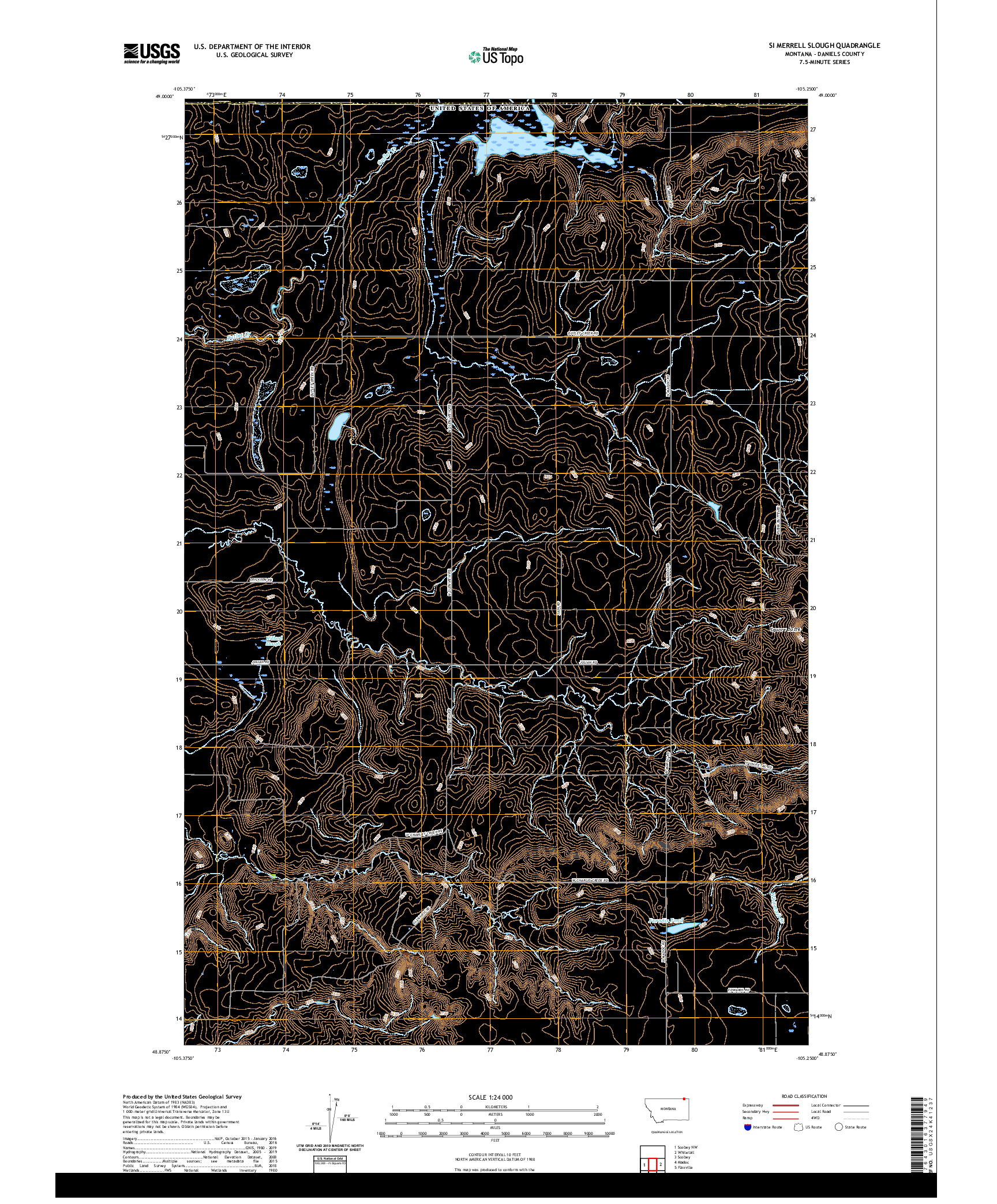 USGS US TOPO 7.5-MINUTE MAP FOR SI MERRELL SLOUGH, MT,SK 2020