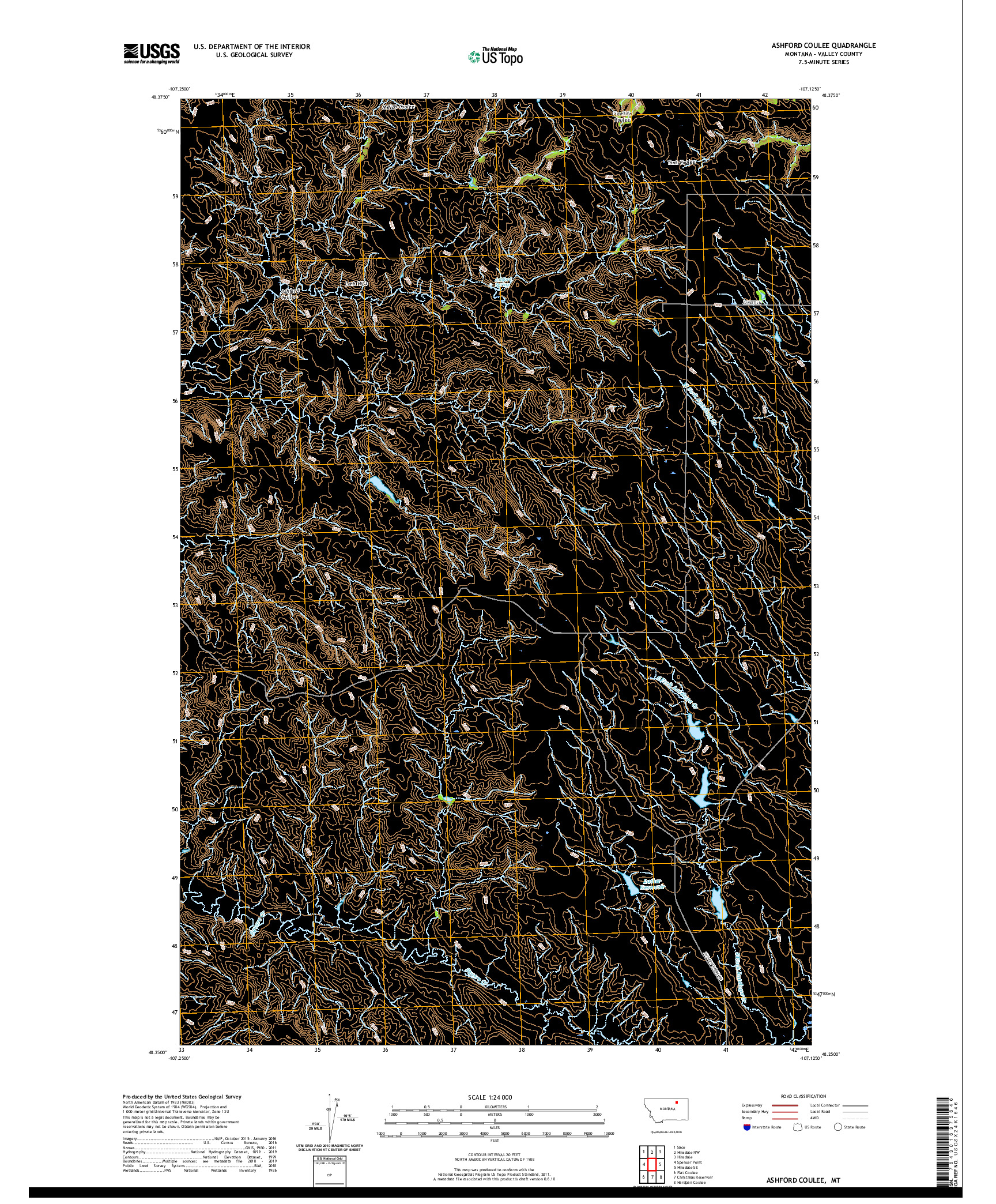 USGS US TOPO 7.5-MINUTE MAP FOR ASHFORD COULEE, MT 2020