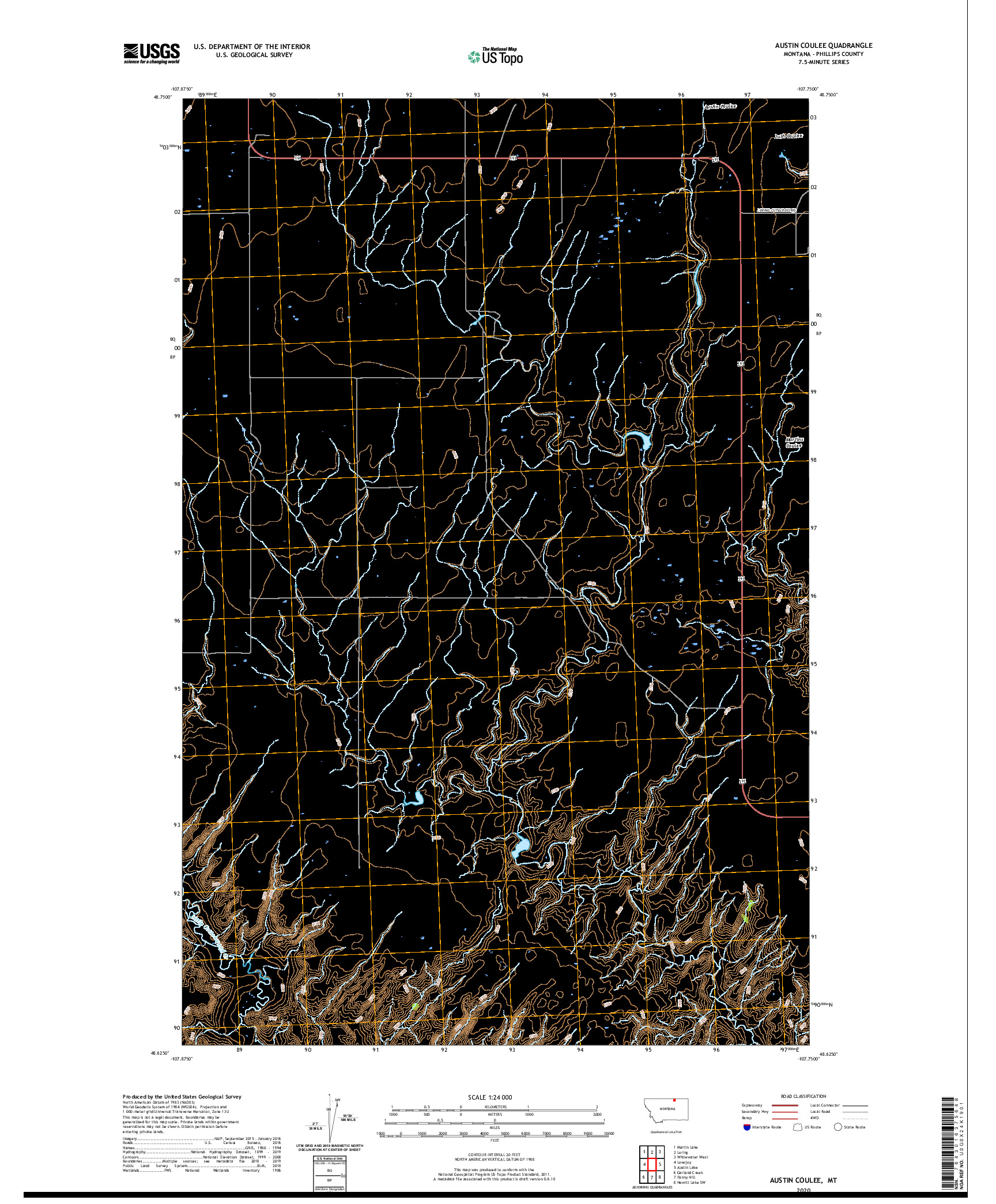 USGS US TOPO 7.5-MINUTE MAP FOR AUSTIN COULEE, MT 2020