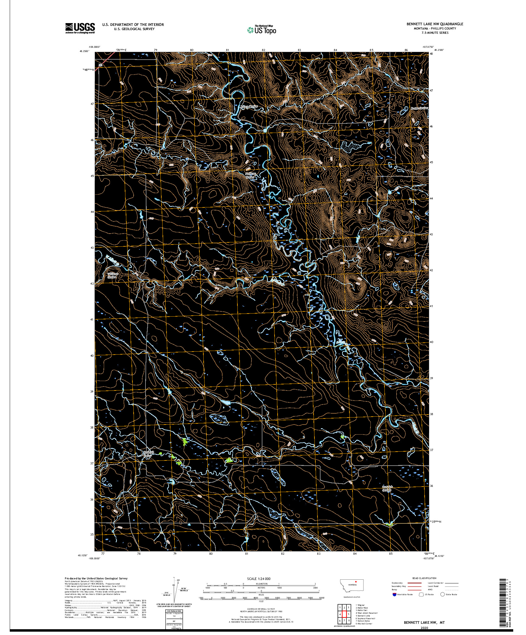 USGS US TOPO 7.5-MINUTE MAP FOR BENNETT LAKE NW, MT 2020