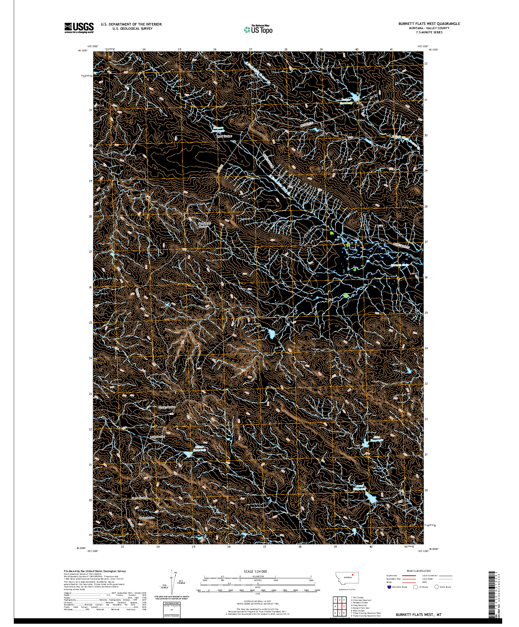 USGS US TOPO 7.5-MINUTE MAP FOR BURNETT FLATS WEST, MT 2020