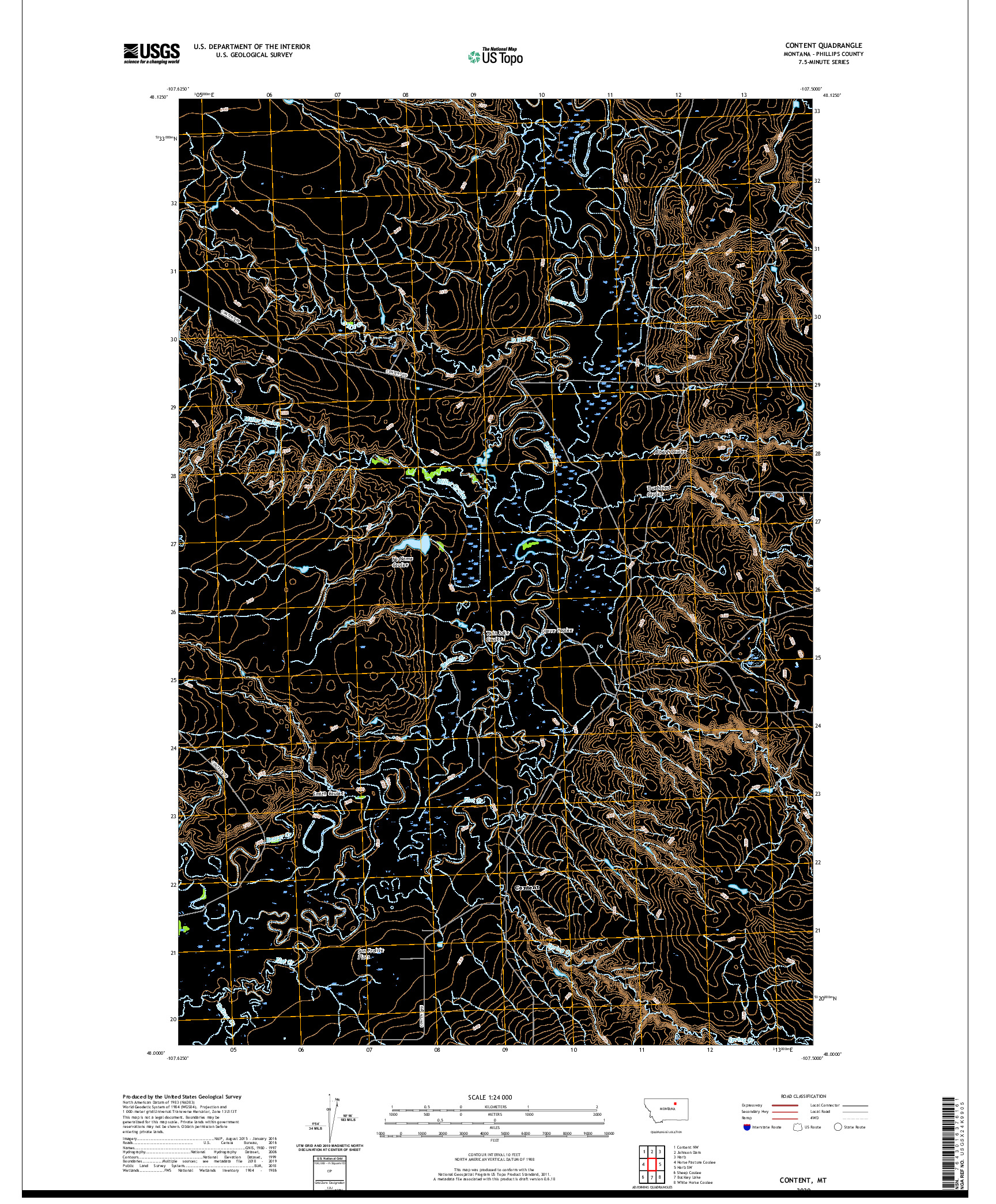 USGS US TOPO 7.5-MINUTE MAP FOR CONTENT, MT 2020