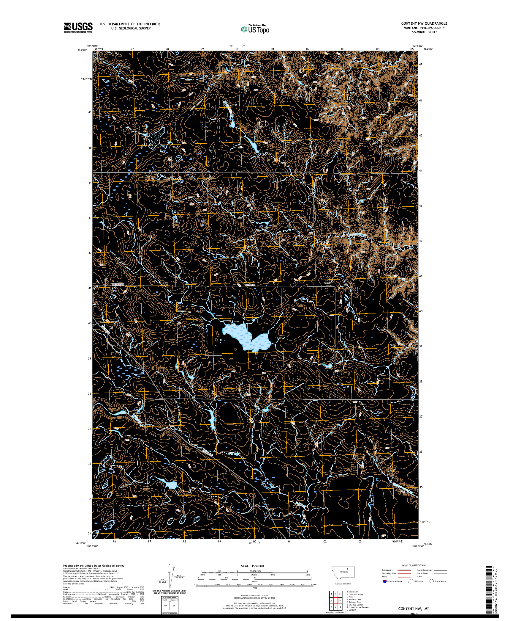 USGS US TOPO 7.5-MINUTE MAP FOR CONTENT NW, MT 2020