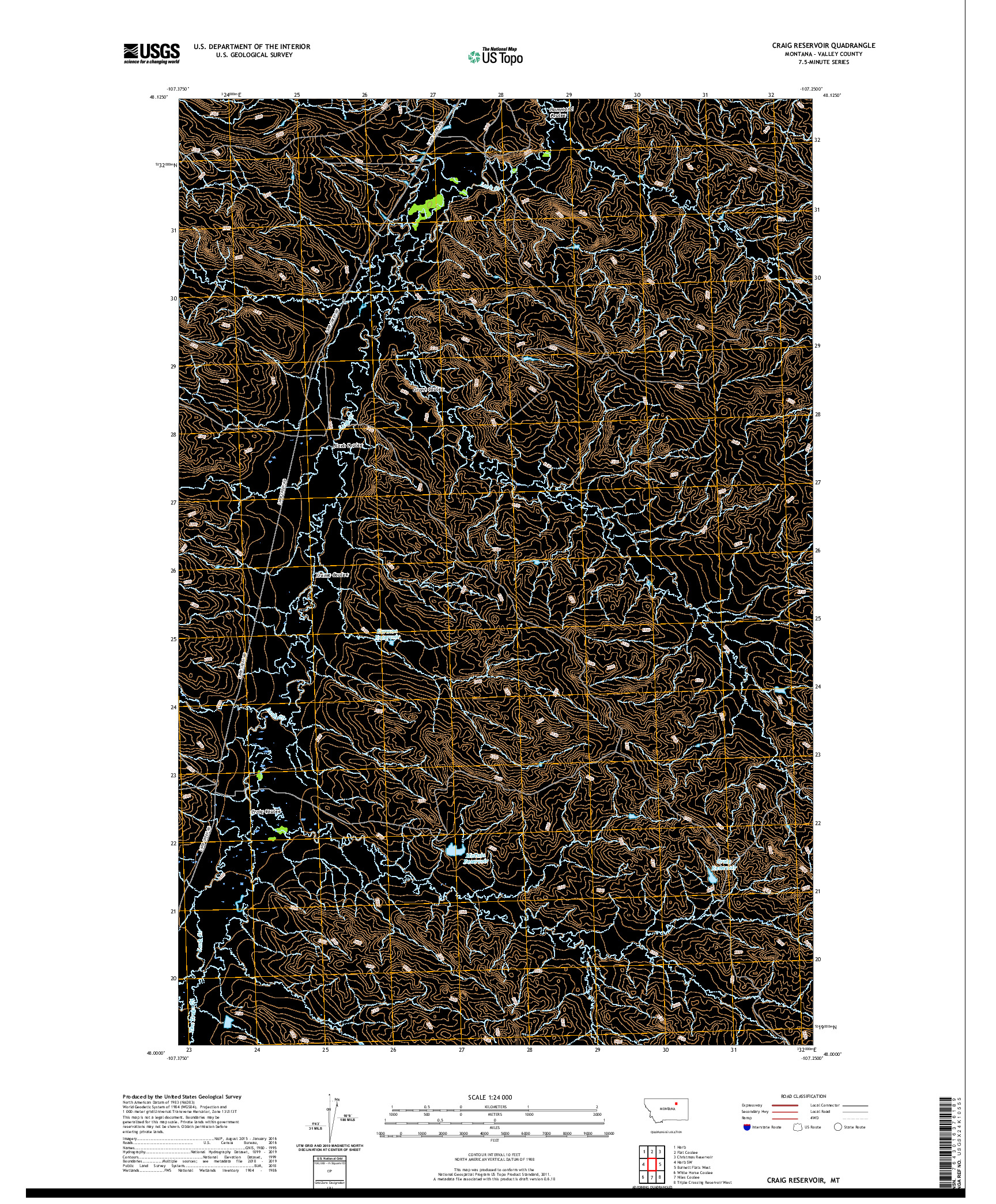USGS US TOPO 7.5-MINUTE MAP FOR CRAIG RESERVOIR, MT 2020