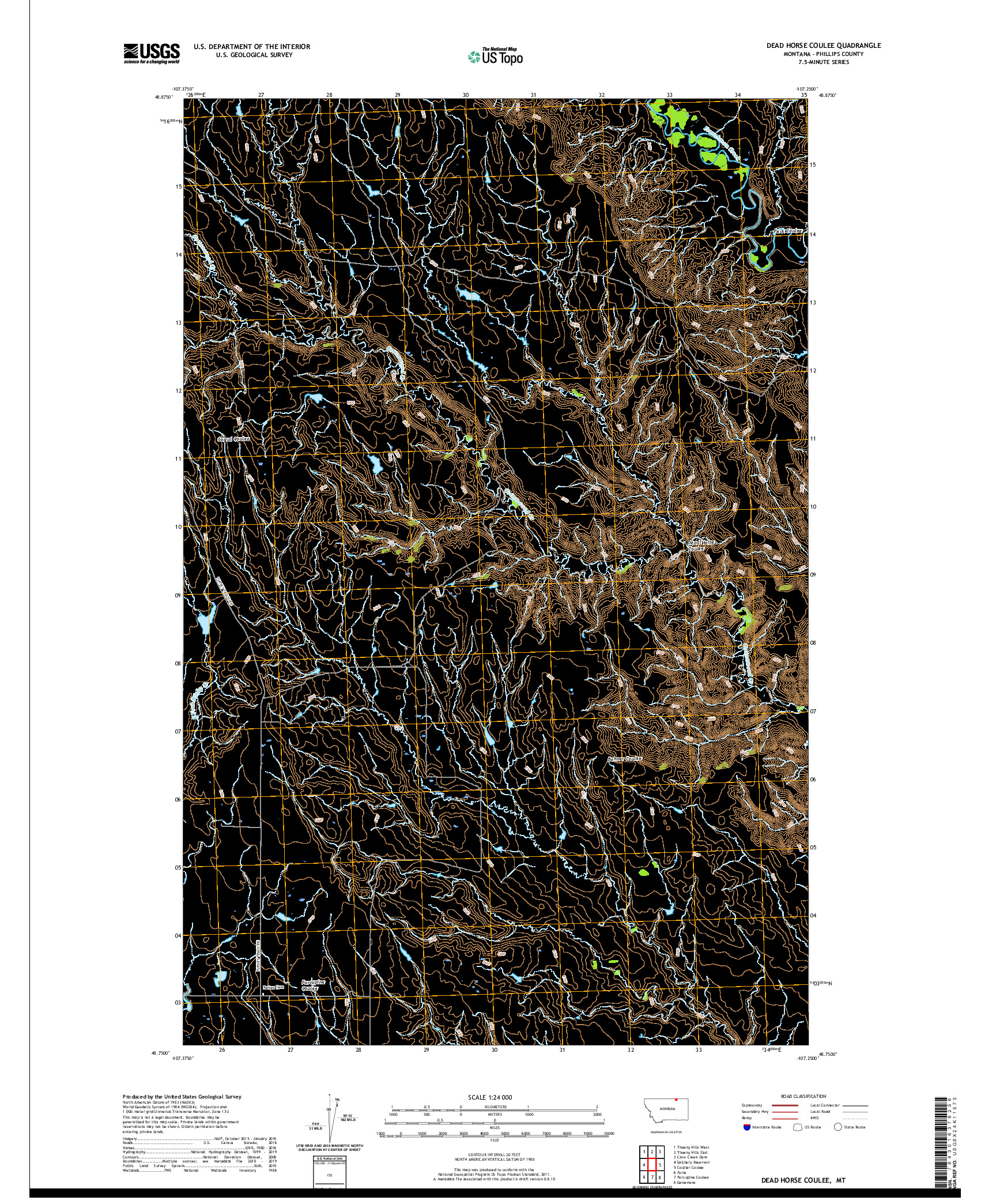 USGS US TOPO 7.5-MINUTE MAP FOR DEAD HORSE COULEE, MT 2020