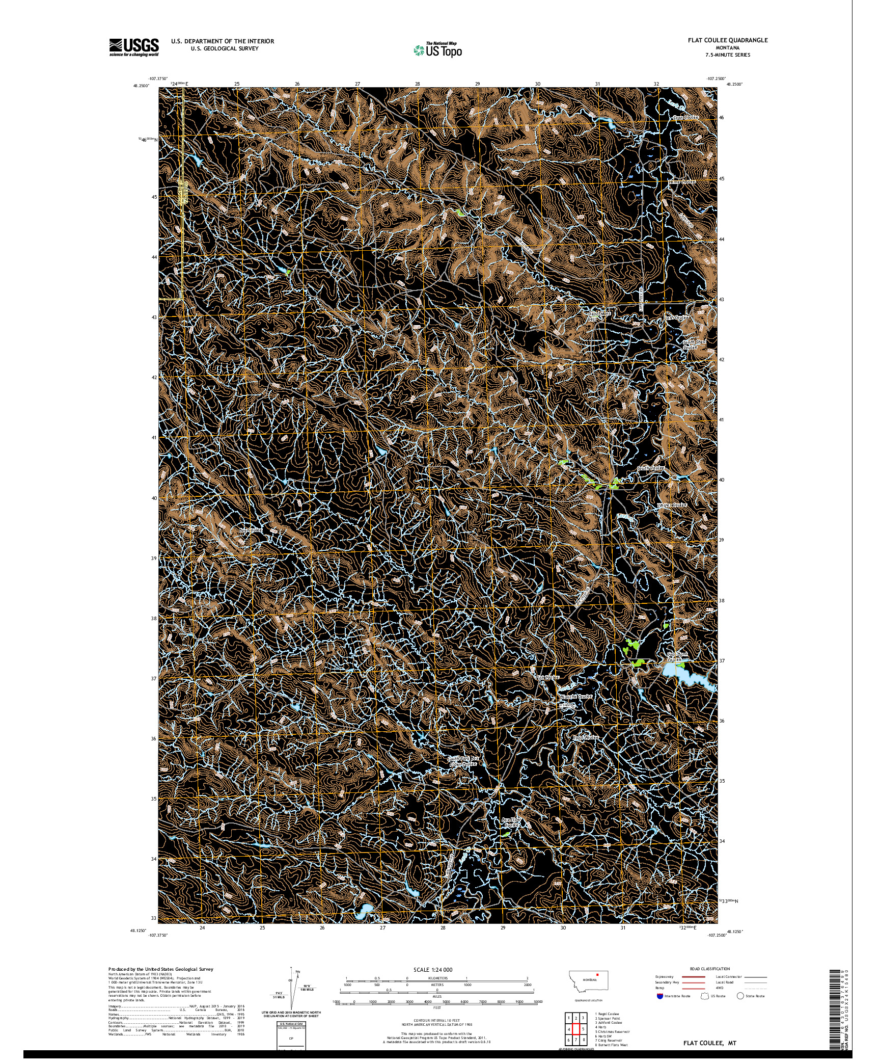 USGS US TOPO 7.5-MINUTE MAP FOR FLAT COULEE, MT 2020