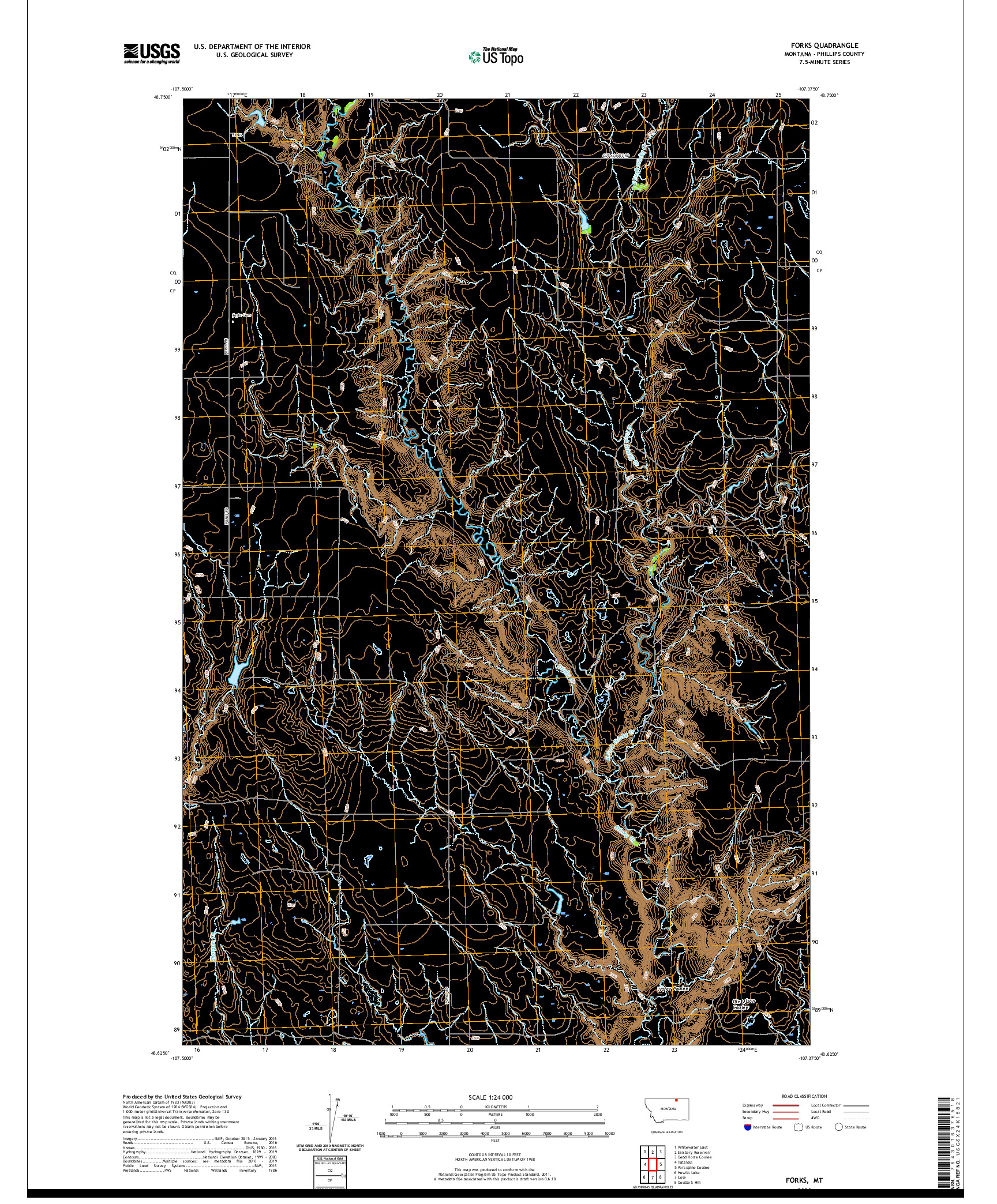 USGS US TOPO 7.5-MINUTE MAP FOR FORKS, MT 2020
