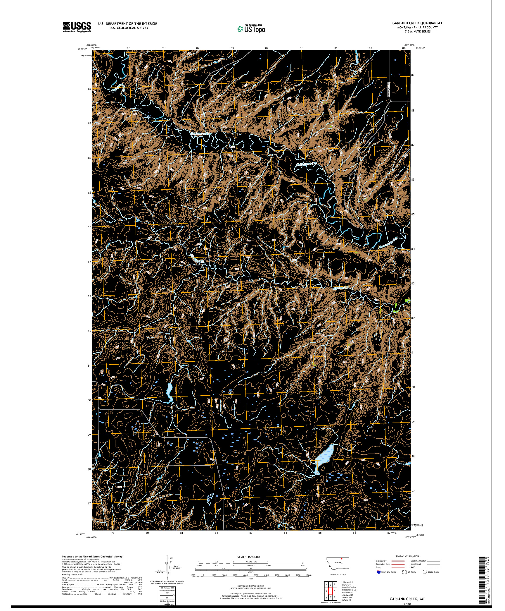 USGS US TOPO 7.5-MINUTE MAP FOR GARLAND CREEK, MT 2020