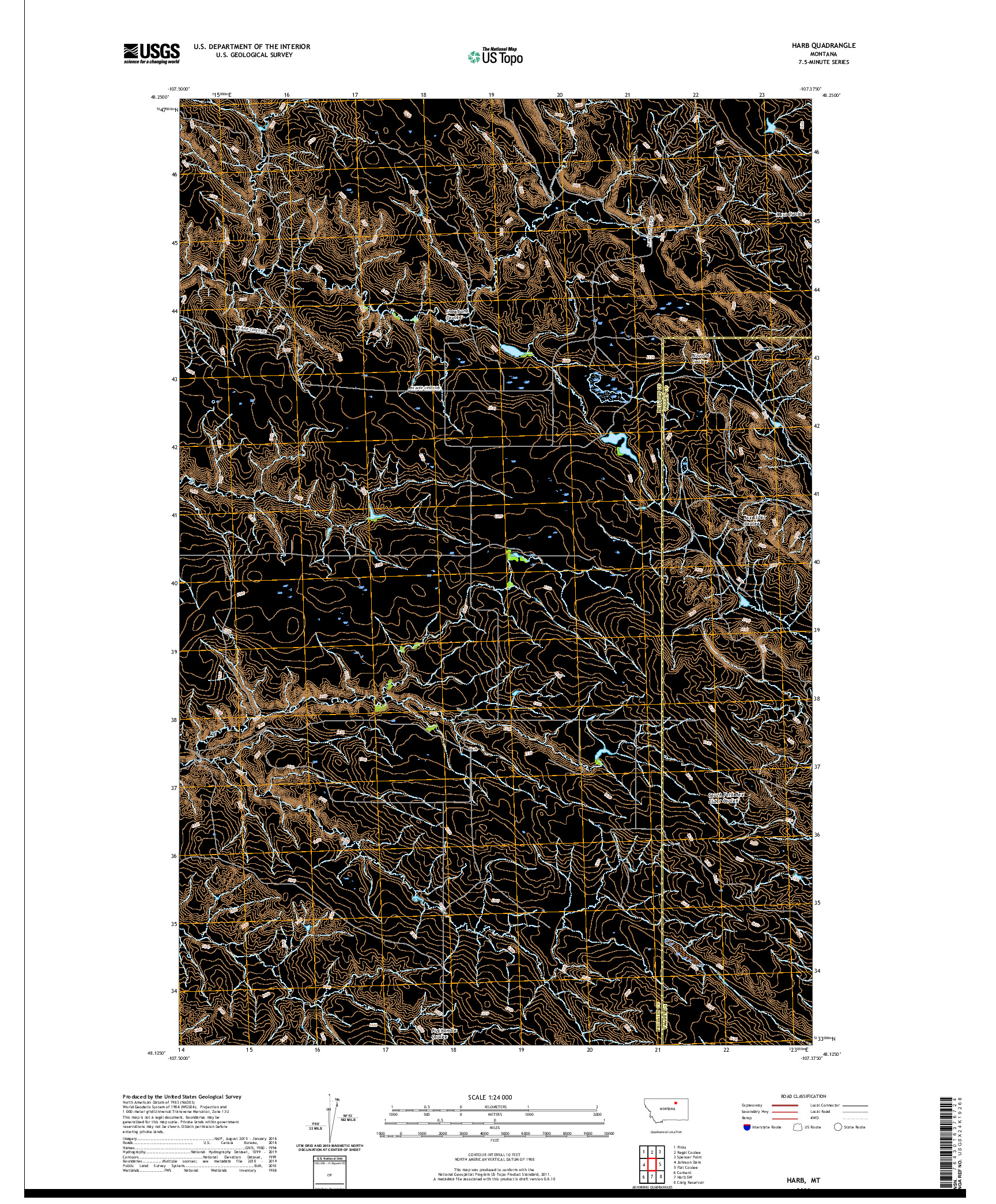 USGS US TOPO 7.5-MINUTE MAP FOR HARB, MT 2020