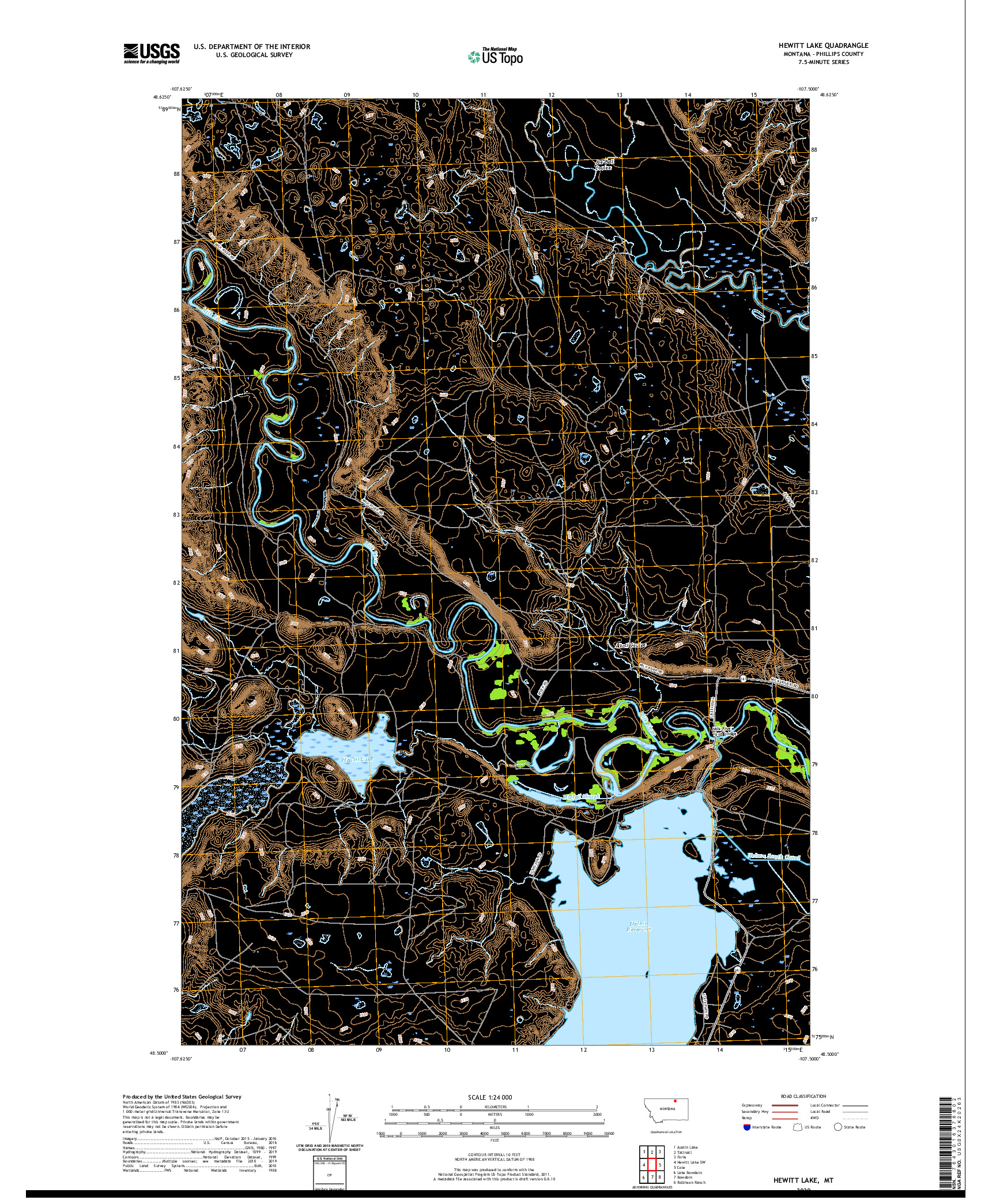USGS US TOPO 7.5-MINUTE MAP FOR HEWITT LAKE, MT 2020