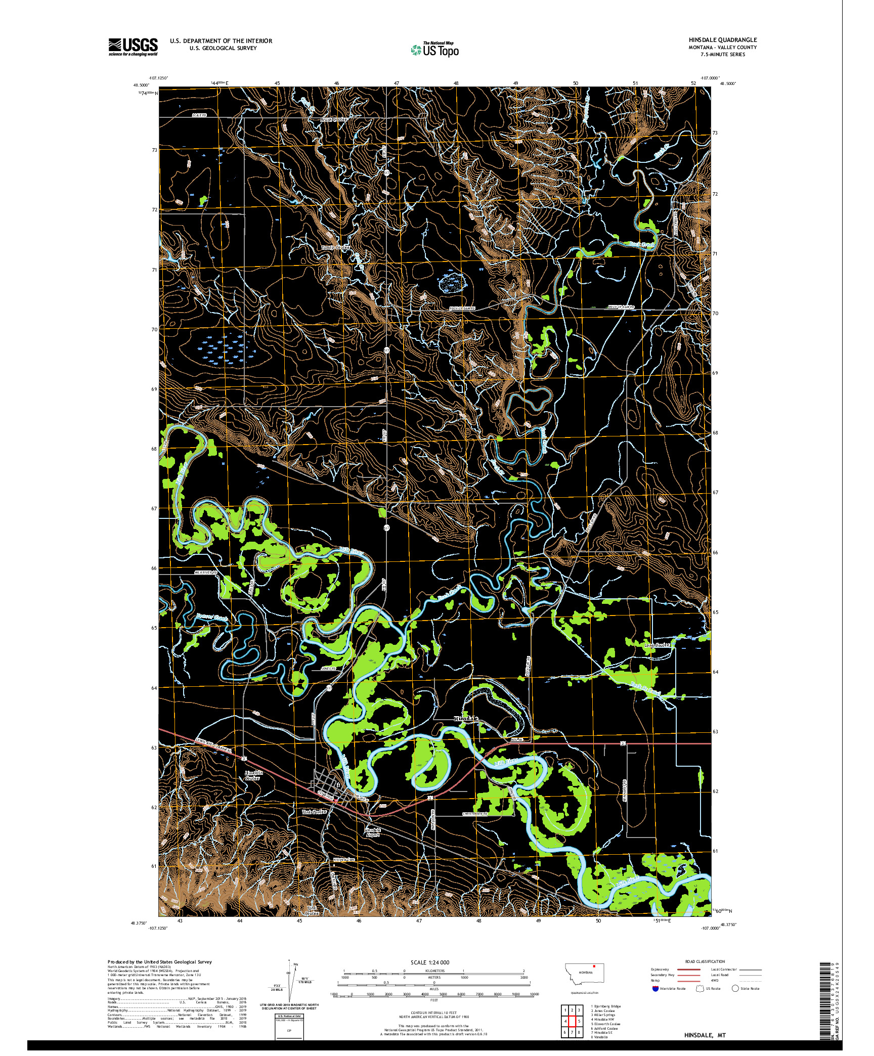 USGS US TOPO 7.5-MINUTE MAP FOR HINSDALE, MT 2020