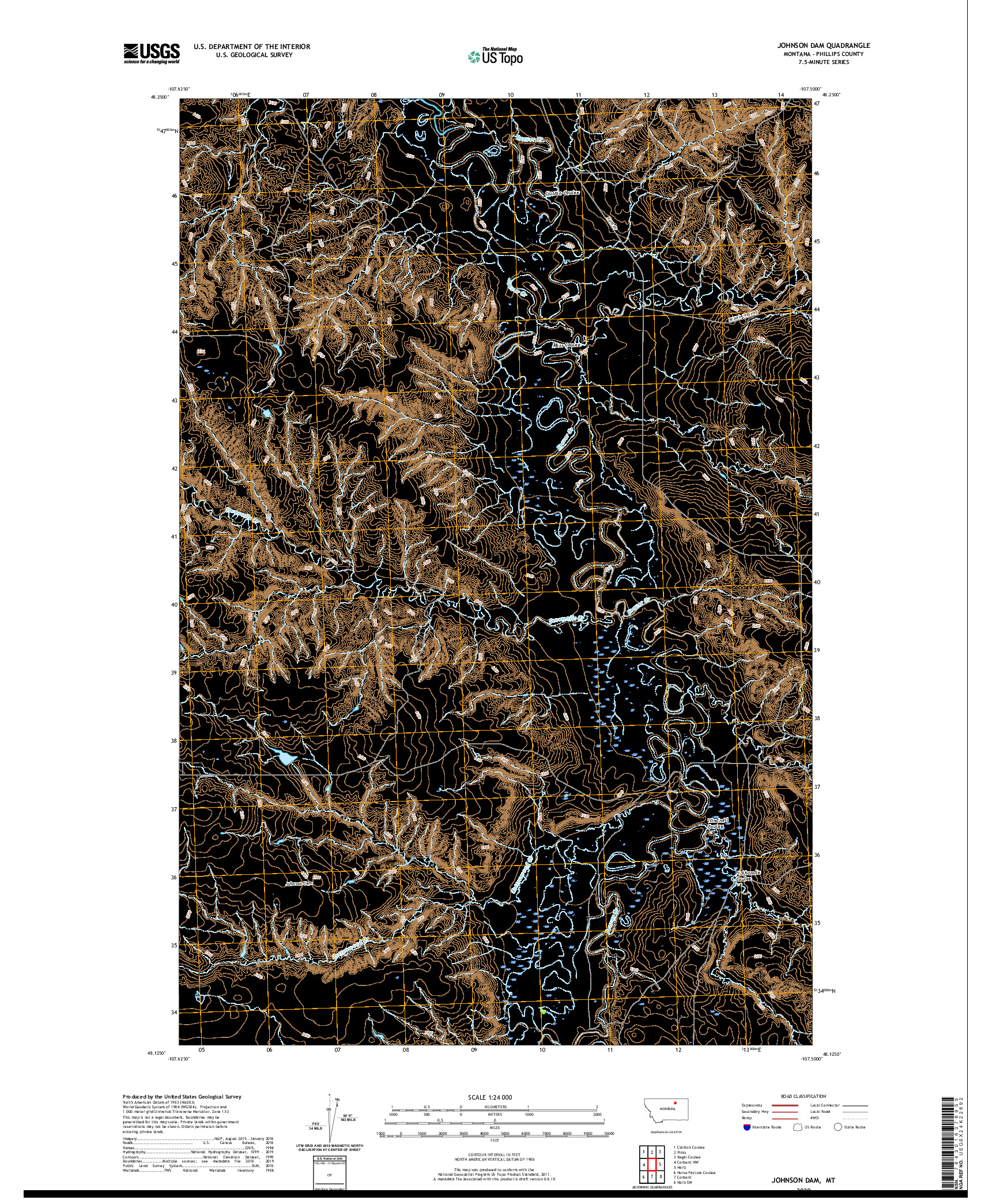 USGS US TOPO 7.5-MINUTE MAP FOR JOHNSON DAM, MT 2020