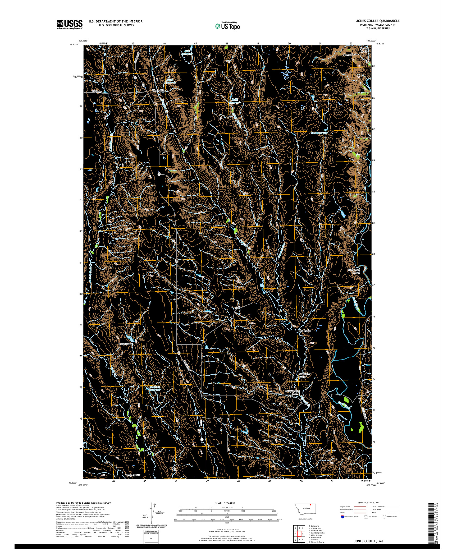 USGS US TOPO 7.5-MINUTE MAP FOR JONES COULEE, MT 2020