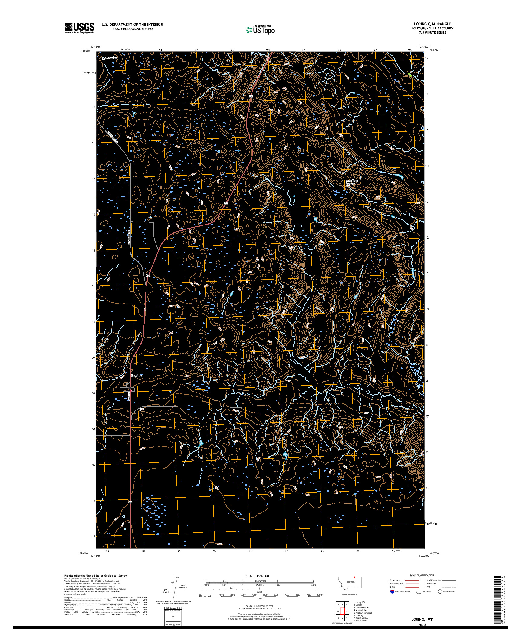 USGS US TOPO 7.5-MINUTE MAP FOR LORING, MT 2020