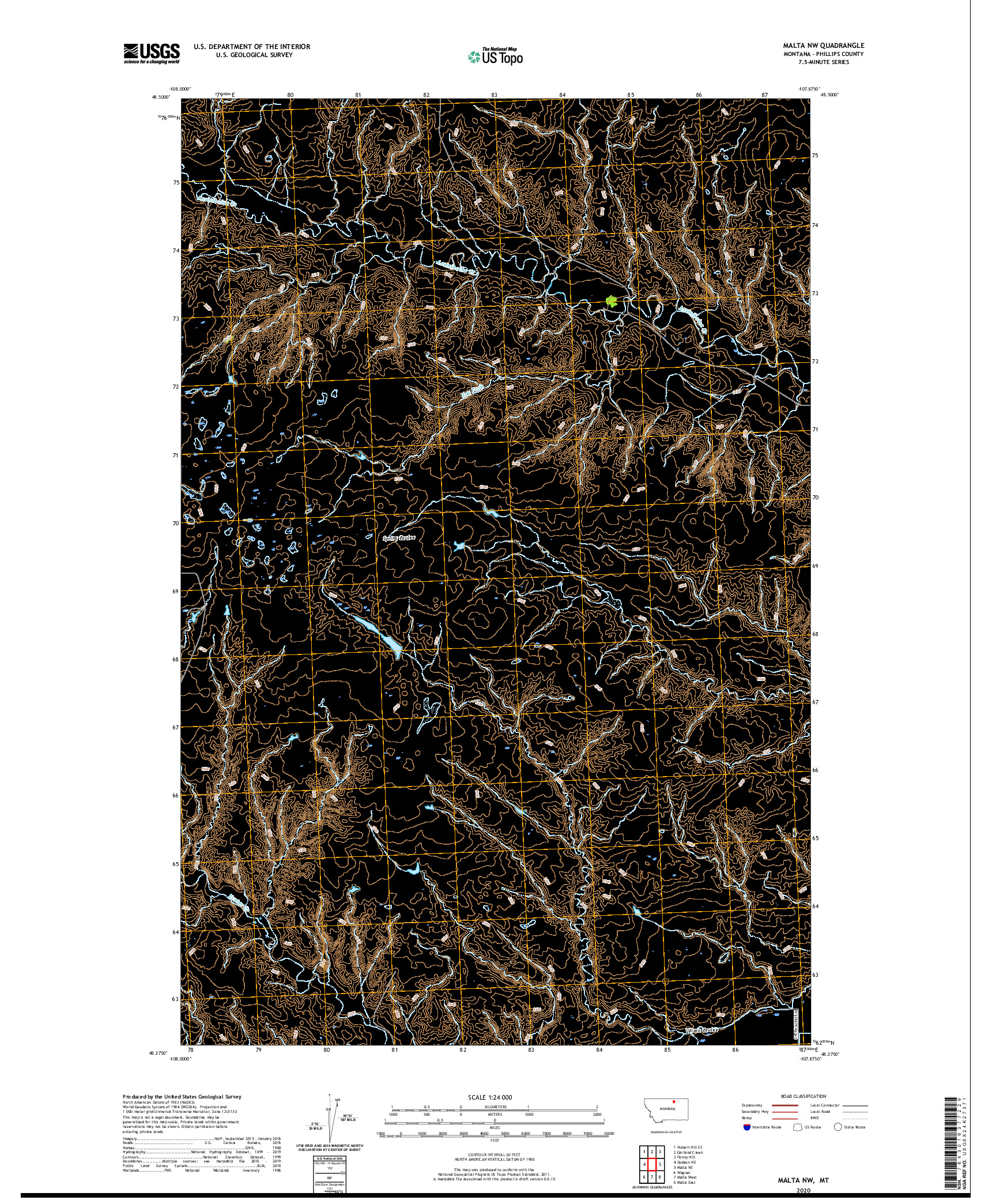 USGS US TOPO 7.5-MINUTE MAP FOR MALTA NW, MT 2020