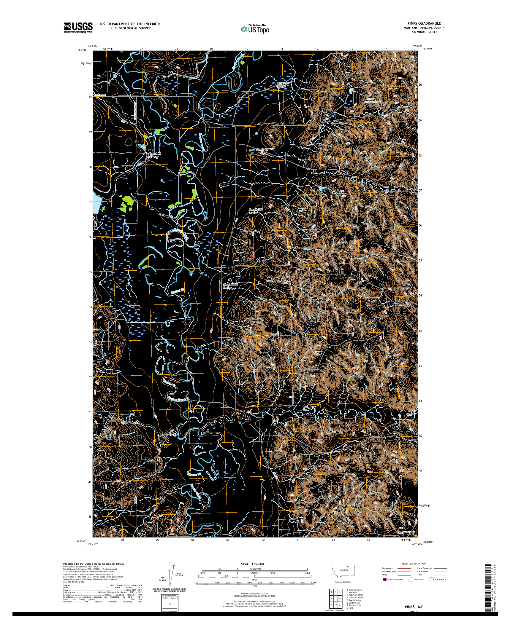 USGS US TOPO 7.5-MINUTE MAP FOR PINKS, MT 2020