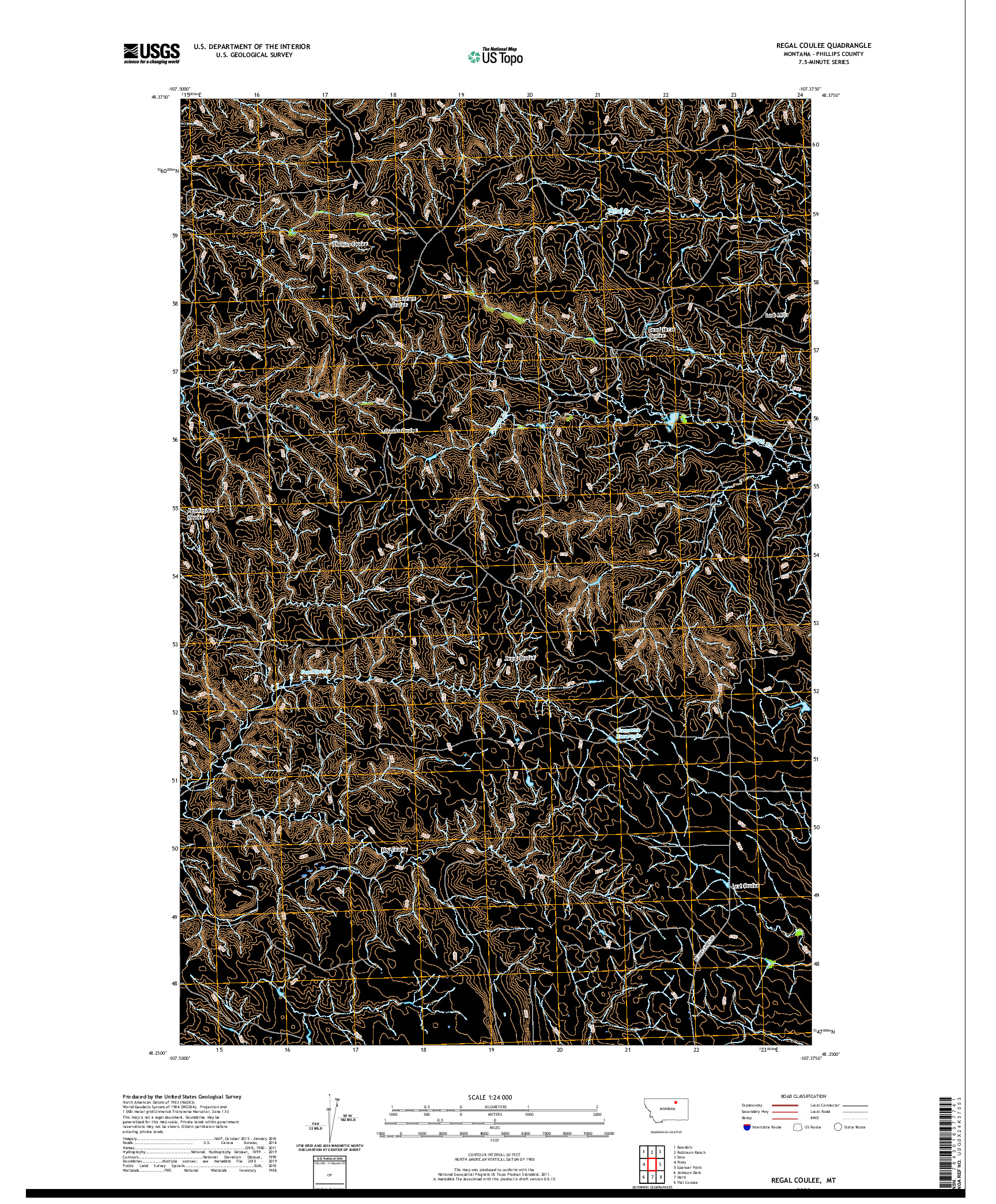 USGS US TOPO 7.5-MINUTE MAP FOR REGAL COULEE, MT 2020