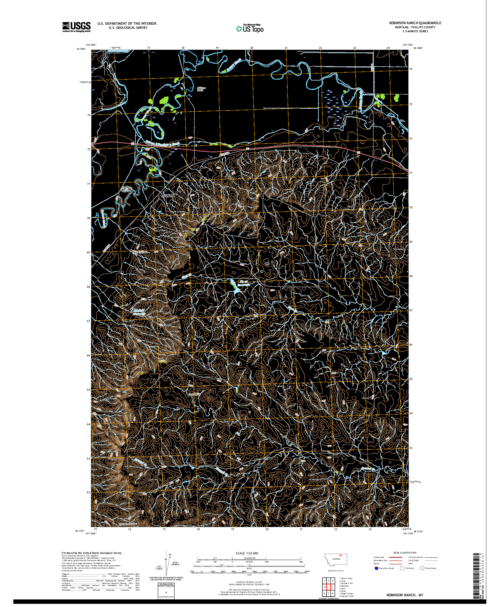 USGS US TOPO 7.5-MINUTE MAP FOR ROBINSON RANCH, MT 2020