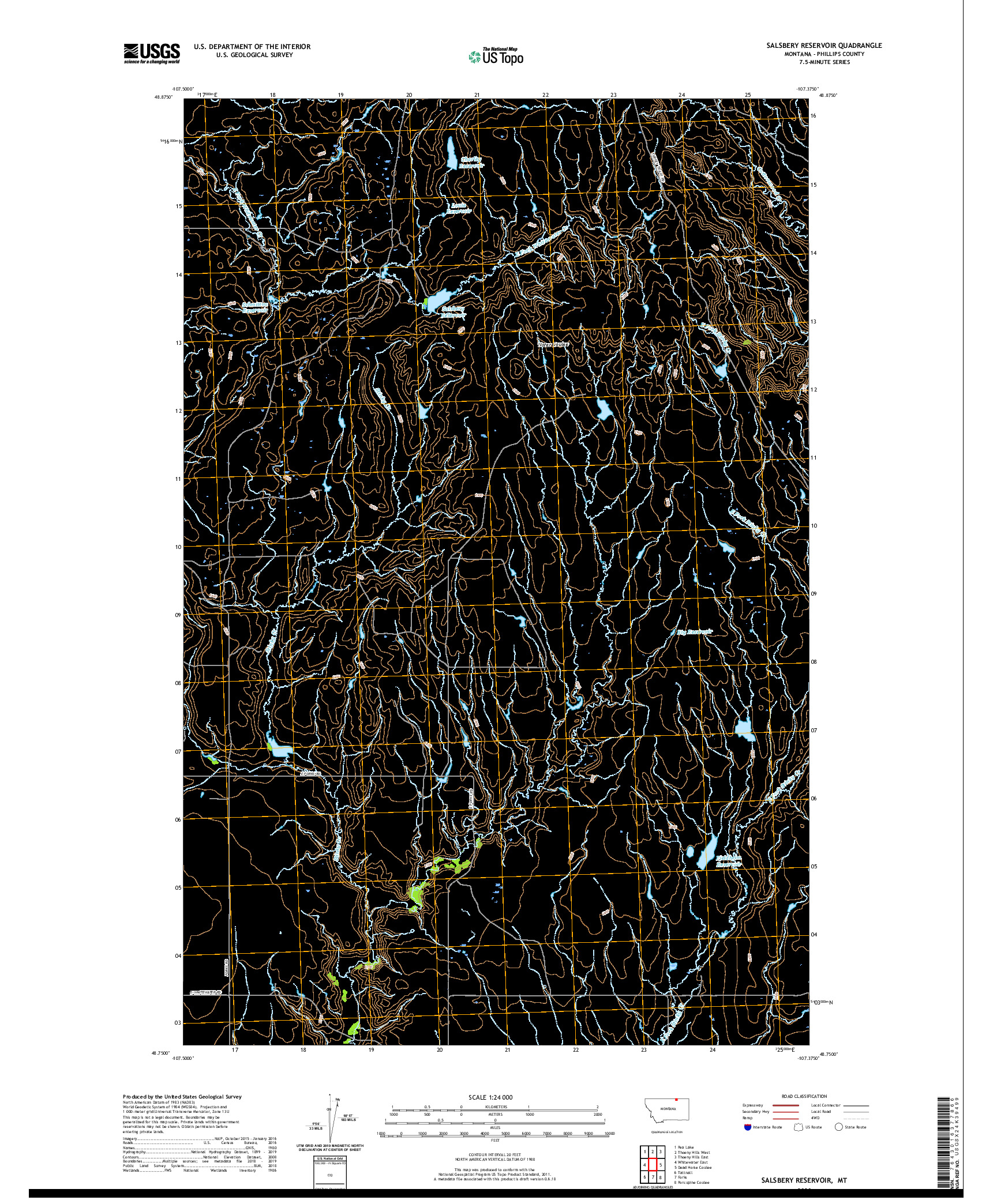 USGS US TOPO 7.5-MINUTE MAP FOR SALSBERY RESERVOIR, MT 2020