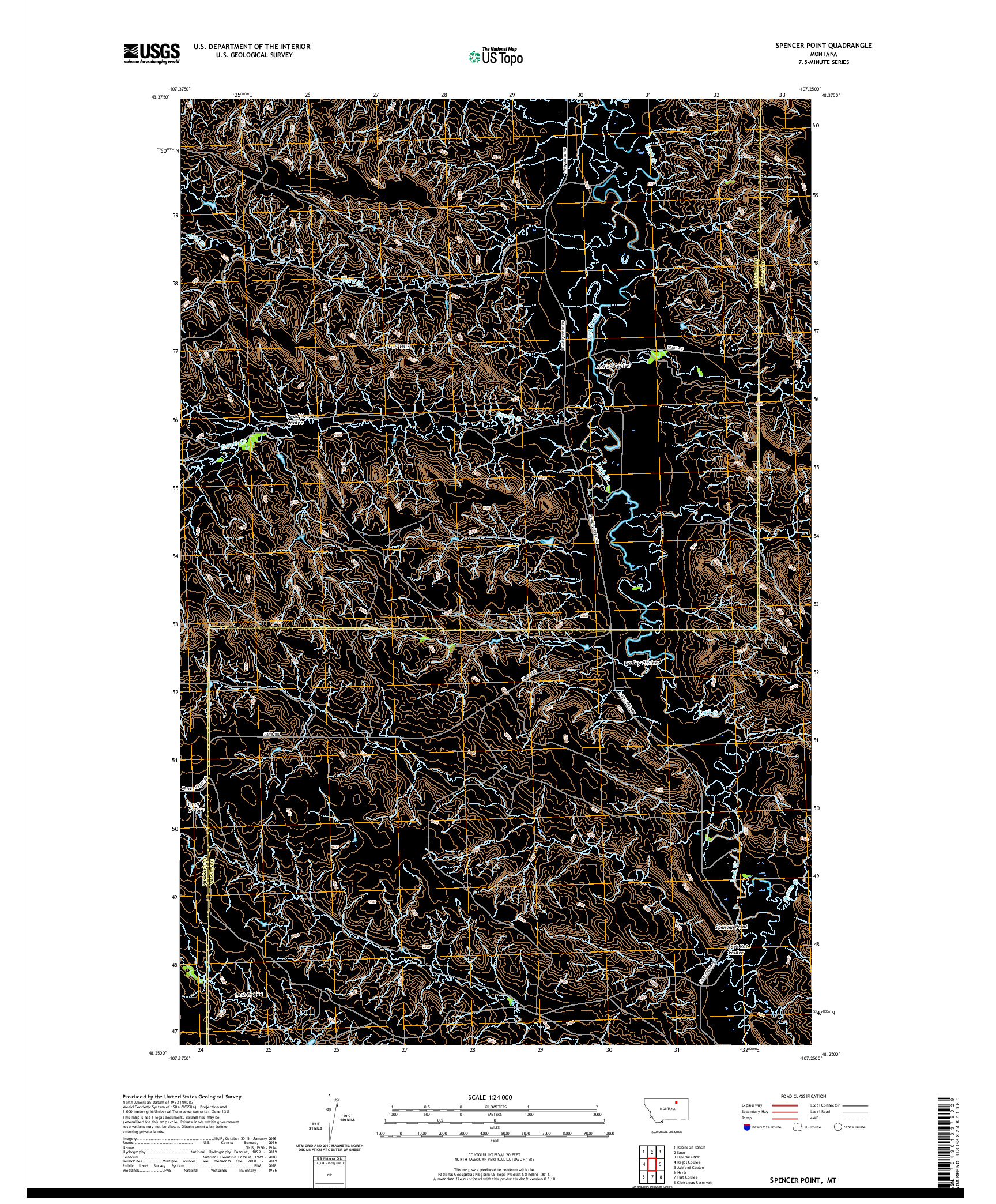 USGS US TOPO 7.5-MINUTE MAP FOR SPENCER POINT, MT 2020