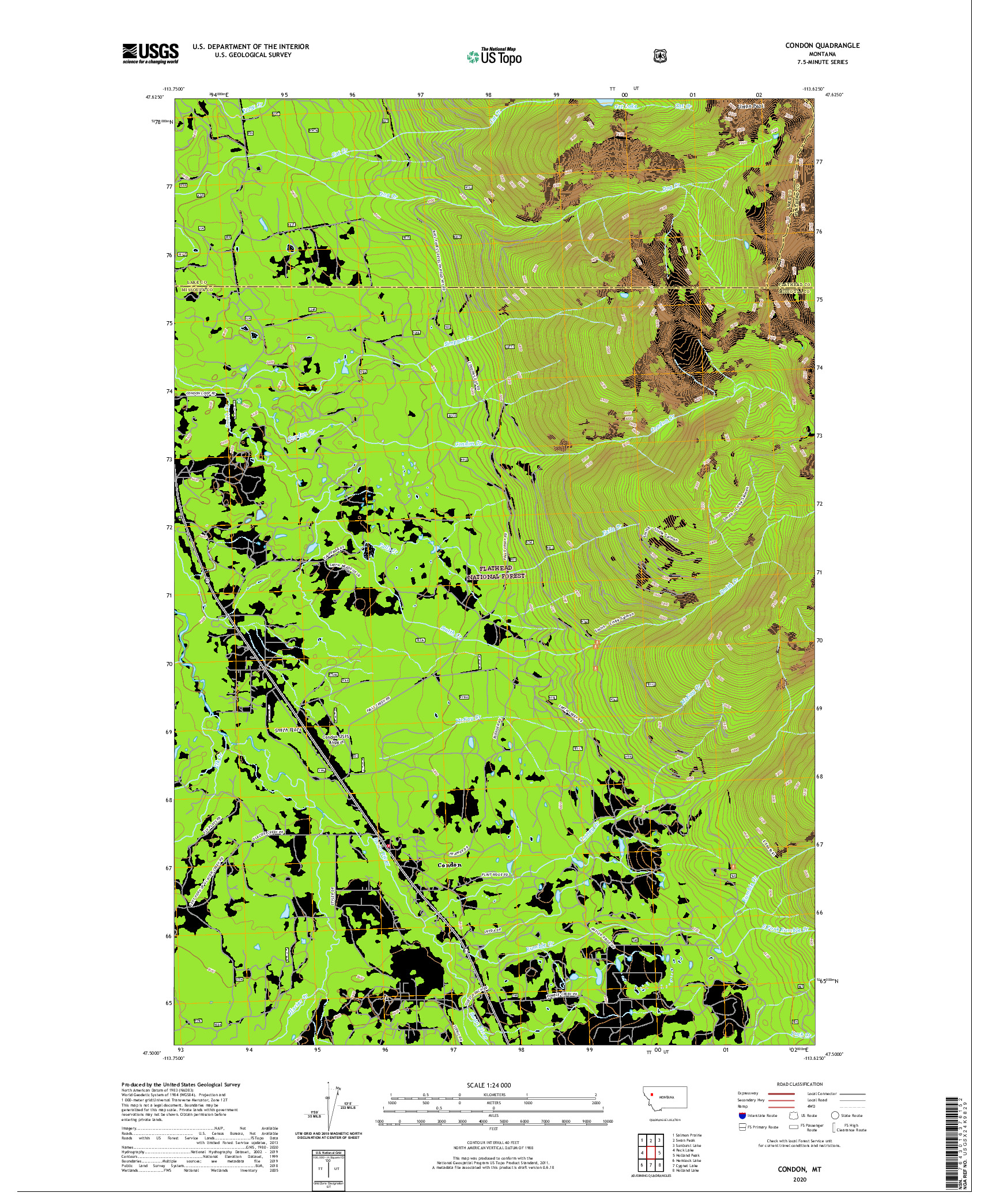 USGS US TOPO 7.5-MINUTE MAP FOR CONDON, MT 2020