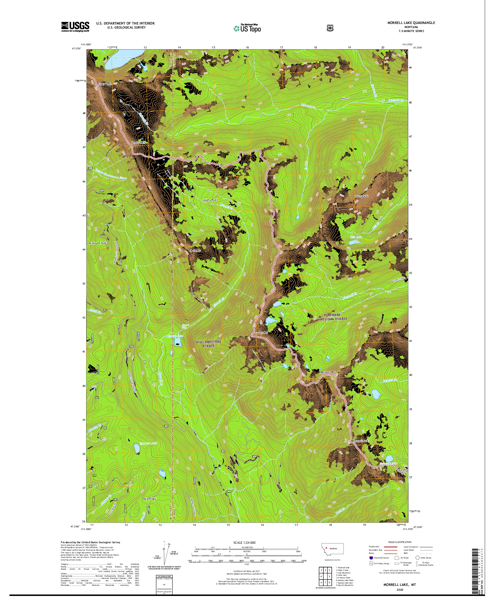 USGS US TOPO 7.5-MINUTE MAP FOR MORRELL LAKE, MT 2020