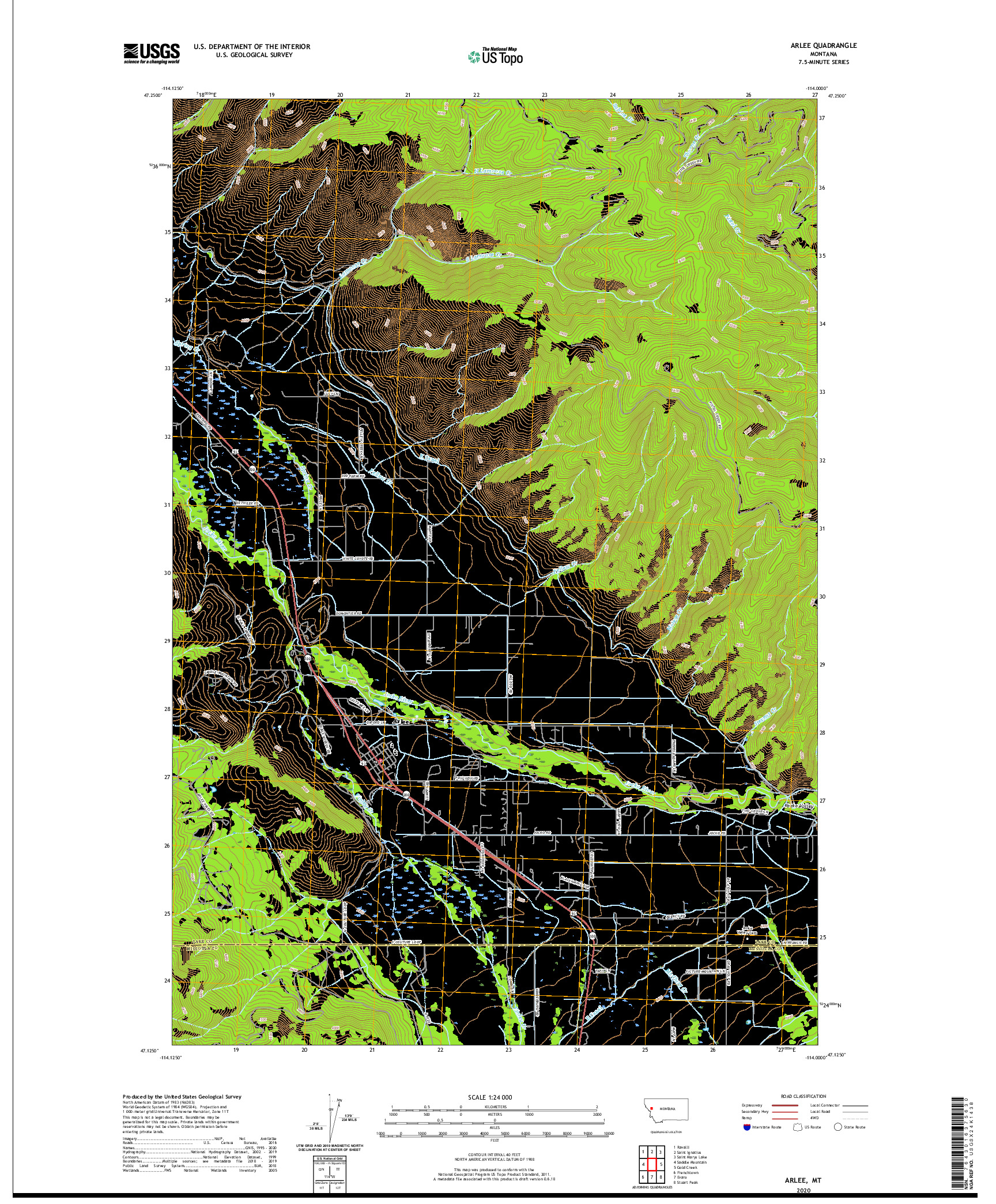 USGS US TOPO 7.5-MINUTE MAP FOR ARLEE, MT 2020