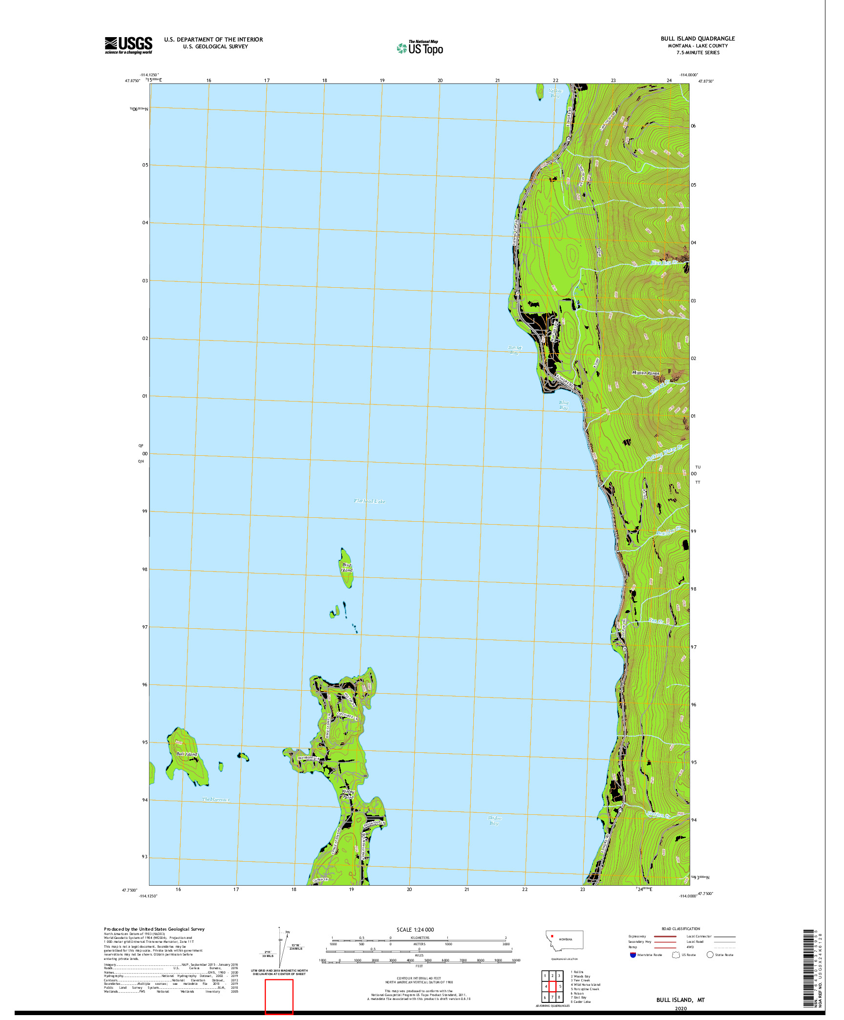 USGS US TOPO 7.5-MINUTE MAP FOR BULL ISLAND, MT 2020