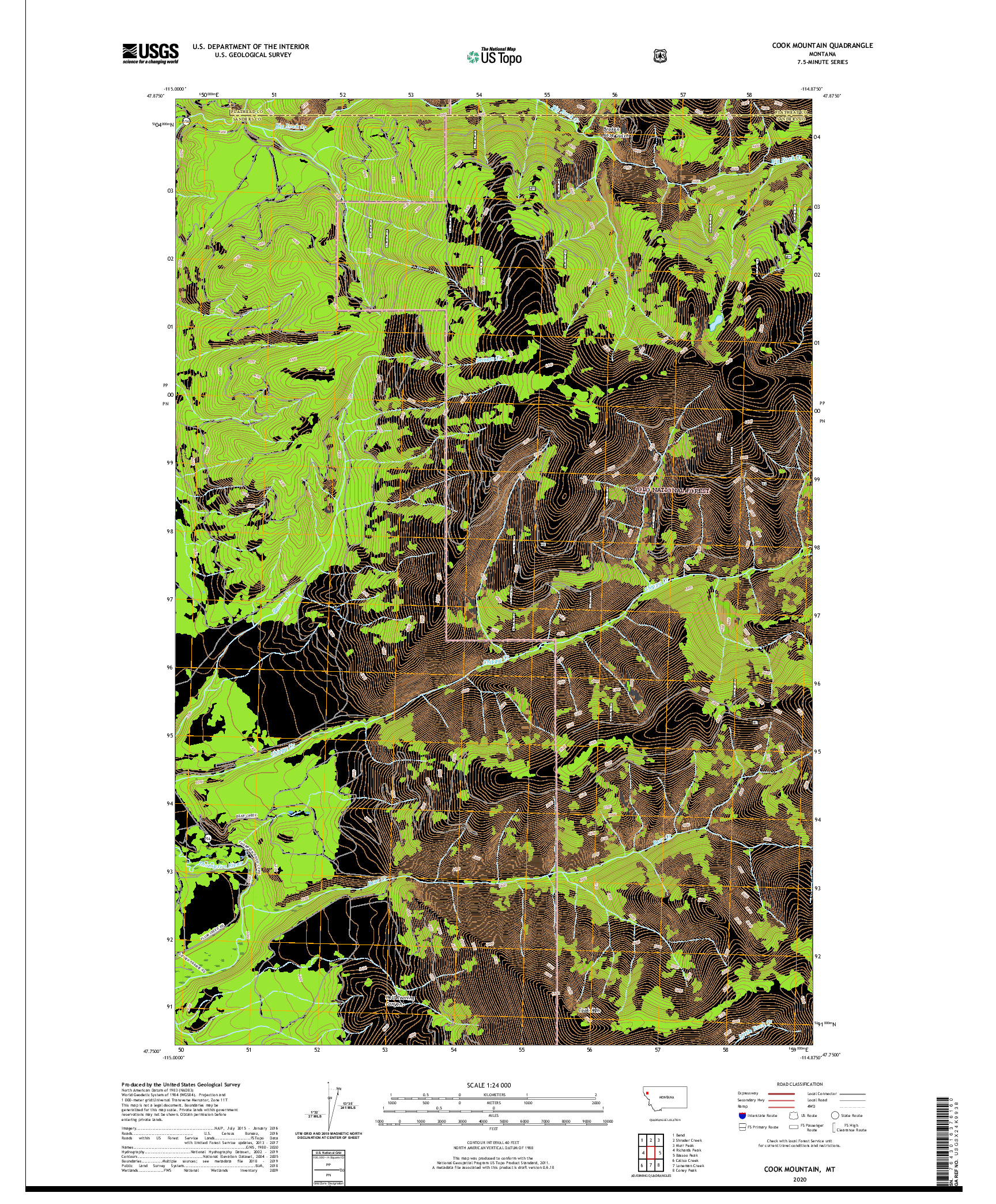 USGS US TOPO 7.5-MINUTE MAP FOR COOK MOUNTAIN, MT 2020