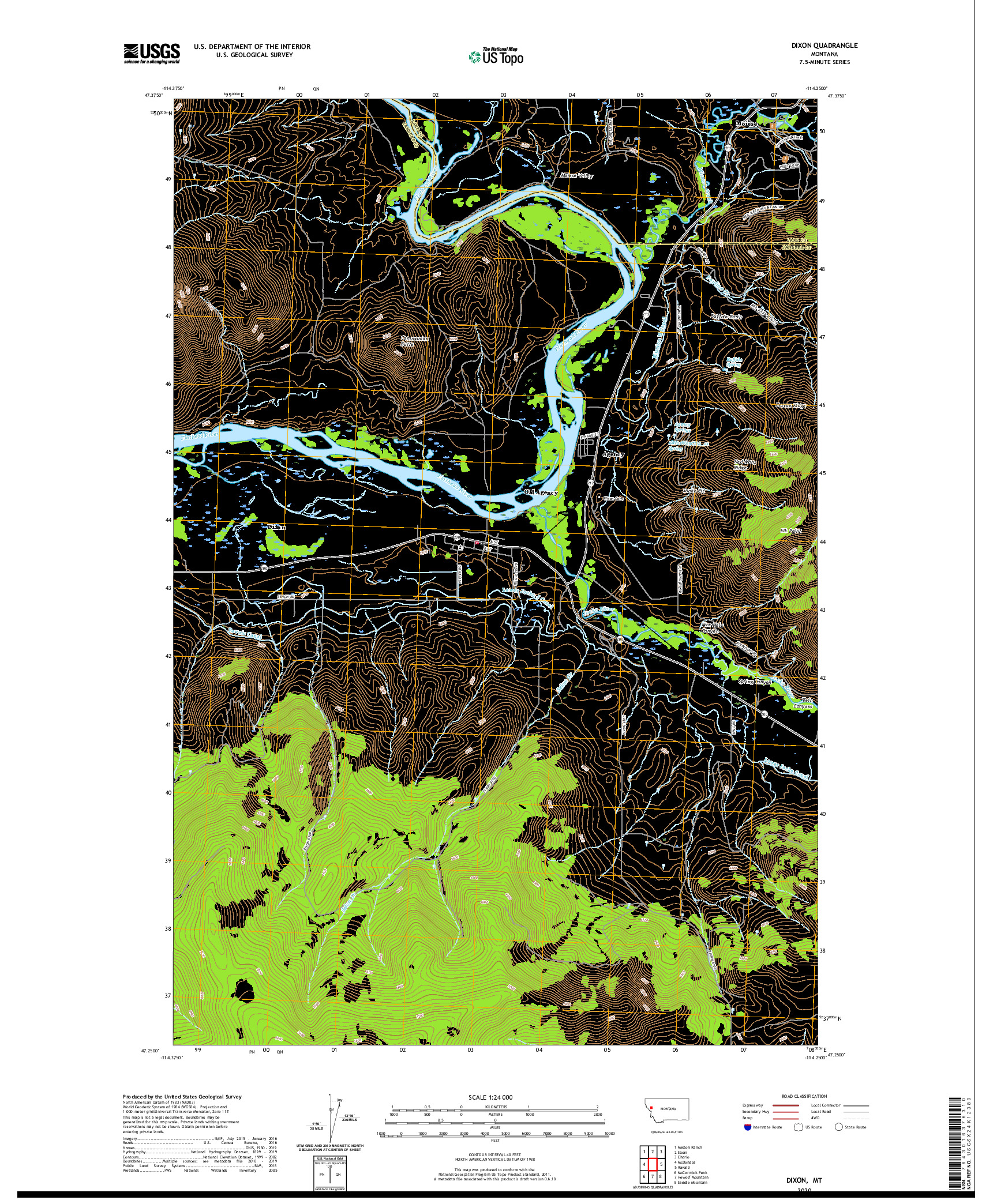 USGS US TOPO 7.5-MINUTE MAP FOR DIXON, MT 2020