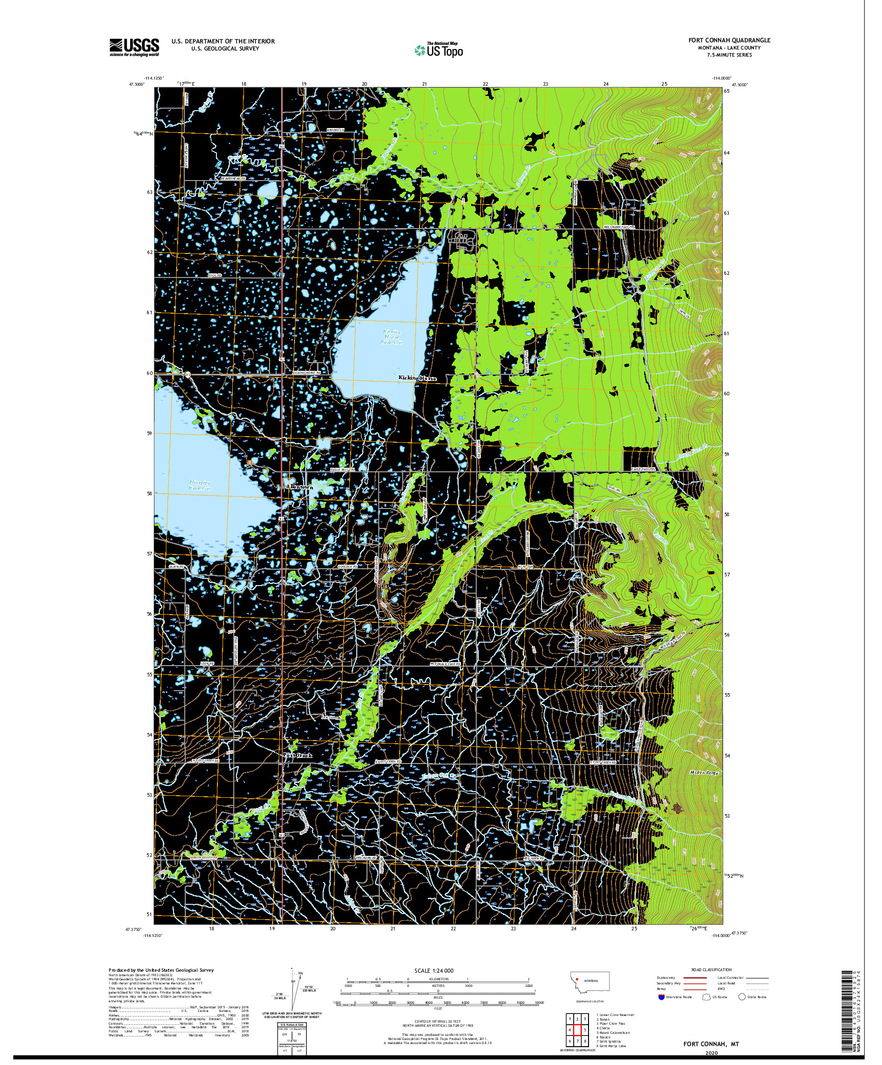 USGS US TOPO 7.5-MINUTE MAP FOR FORT CONNAH, MT 2020