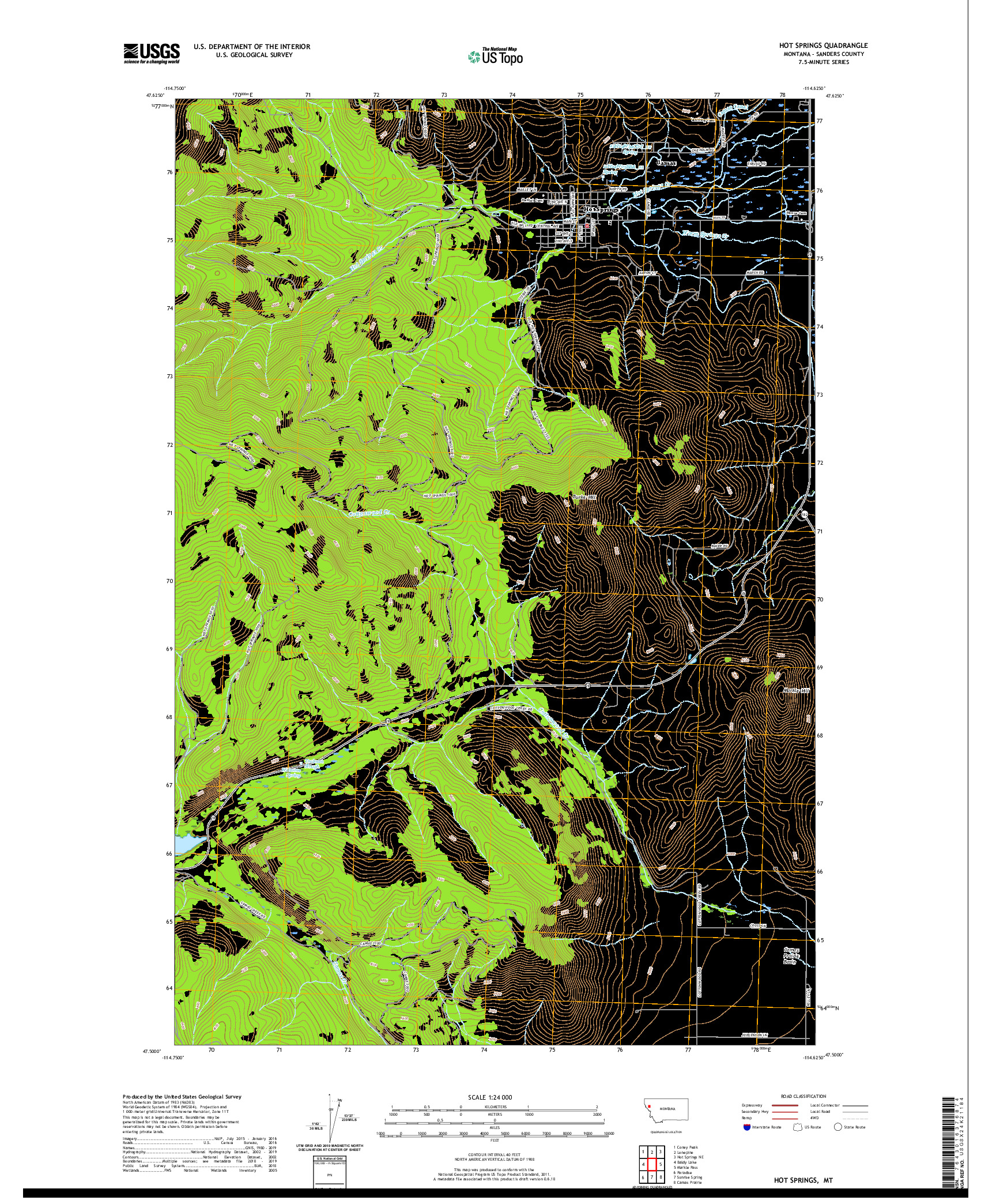 USGS US TOPO 7.5-MINUTE MAP FOR HOT SPRINGS, MT 2020