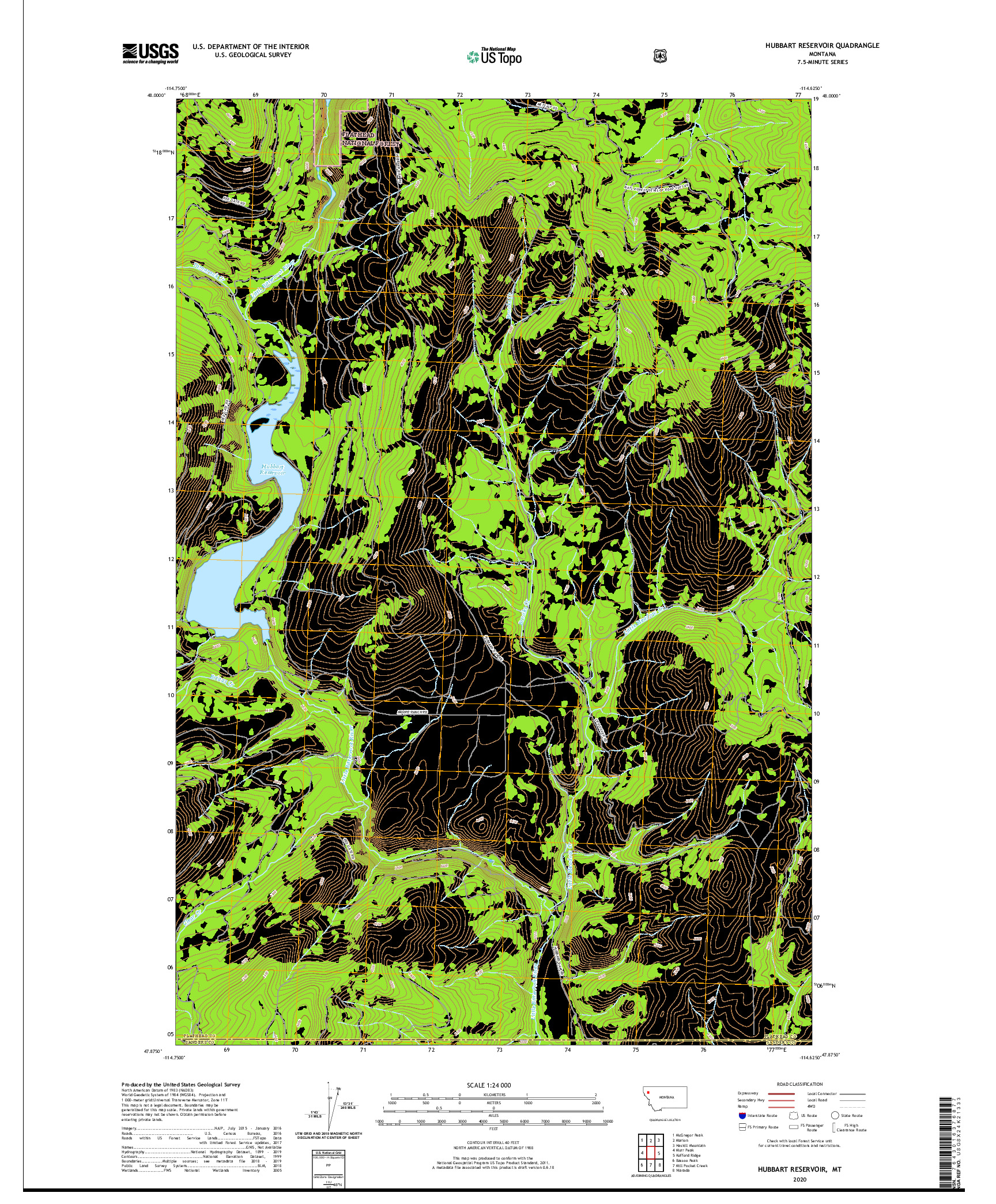 USGS US TOPO 7.5-MINUTE MAP FOR HUBBART RESERVOIR, MT 2020
