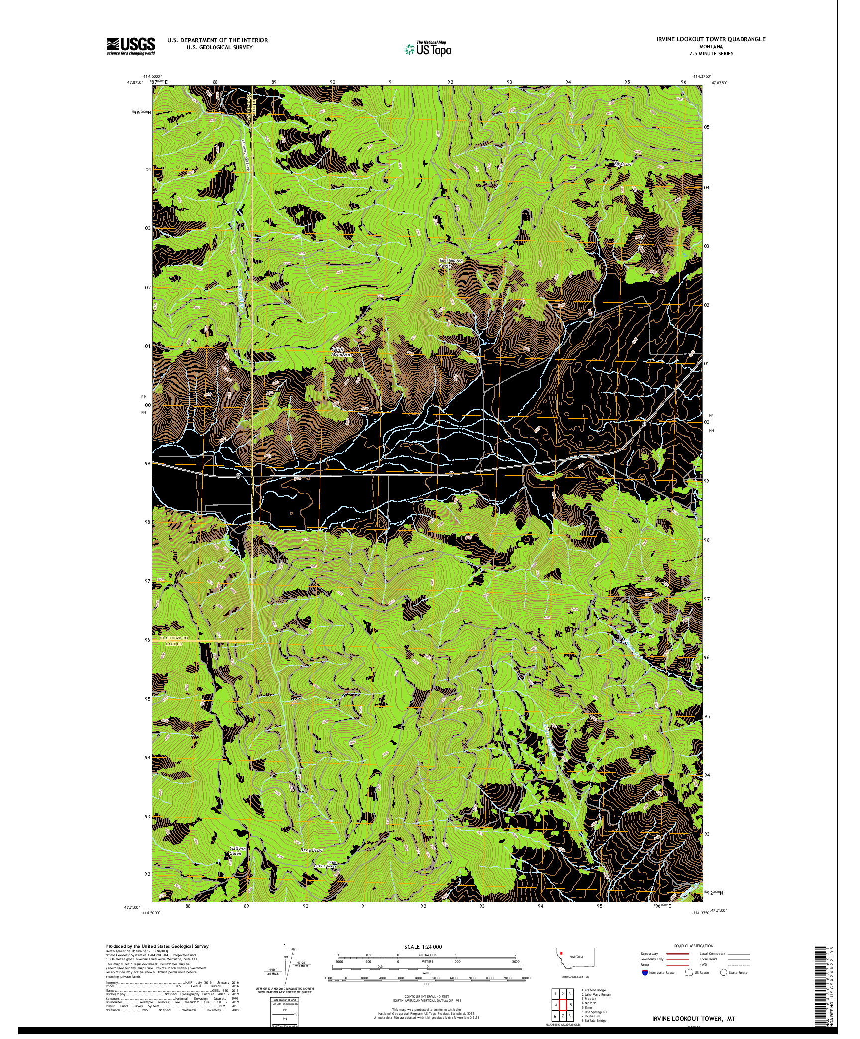 USGS US TOPO 7.5-MINUTE MAP FOR IRVINE LOOKOUT TOWER, MT 2020