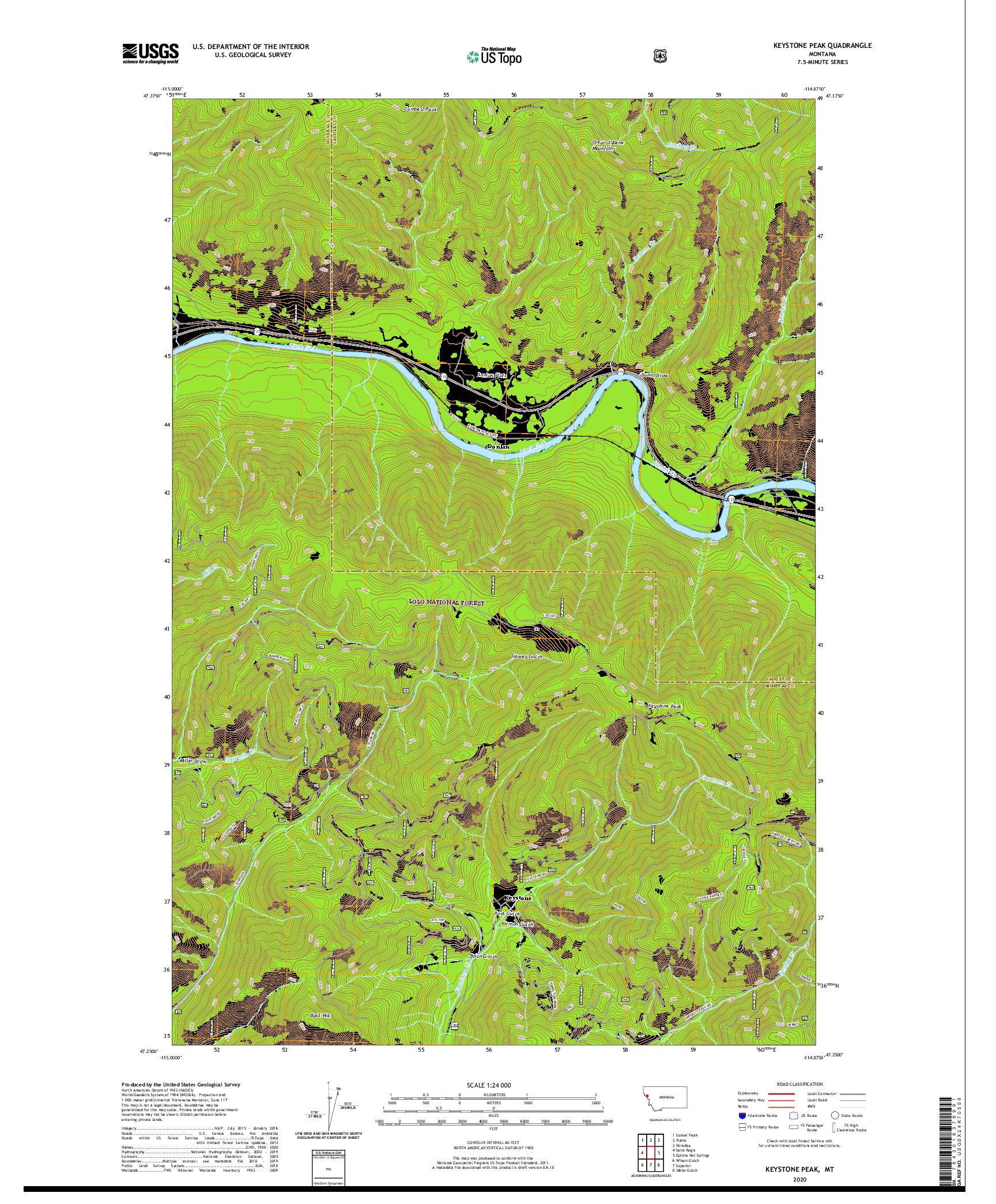 USGS US TOPO 7.5-MINUTE MAP FOR KEYSTONE PEAK, MT 2020