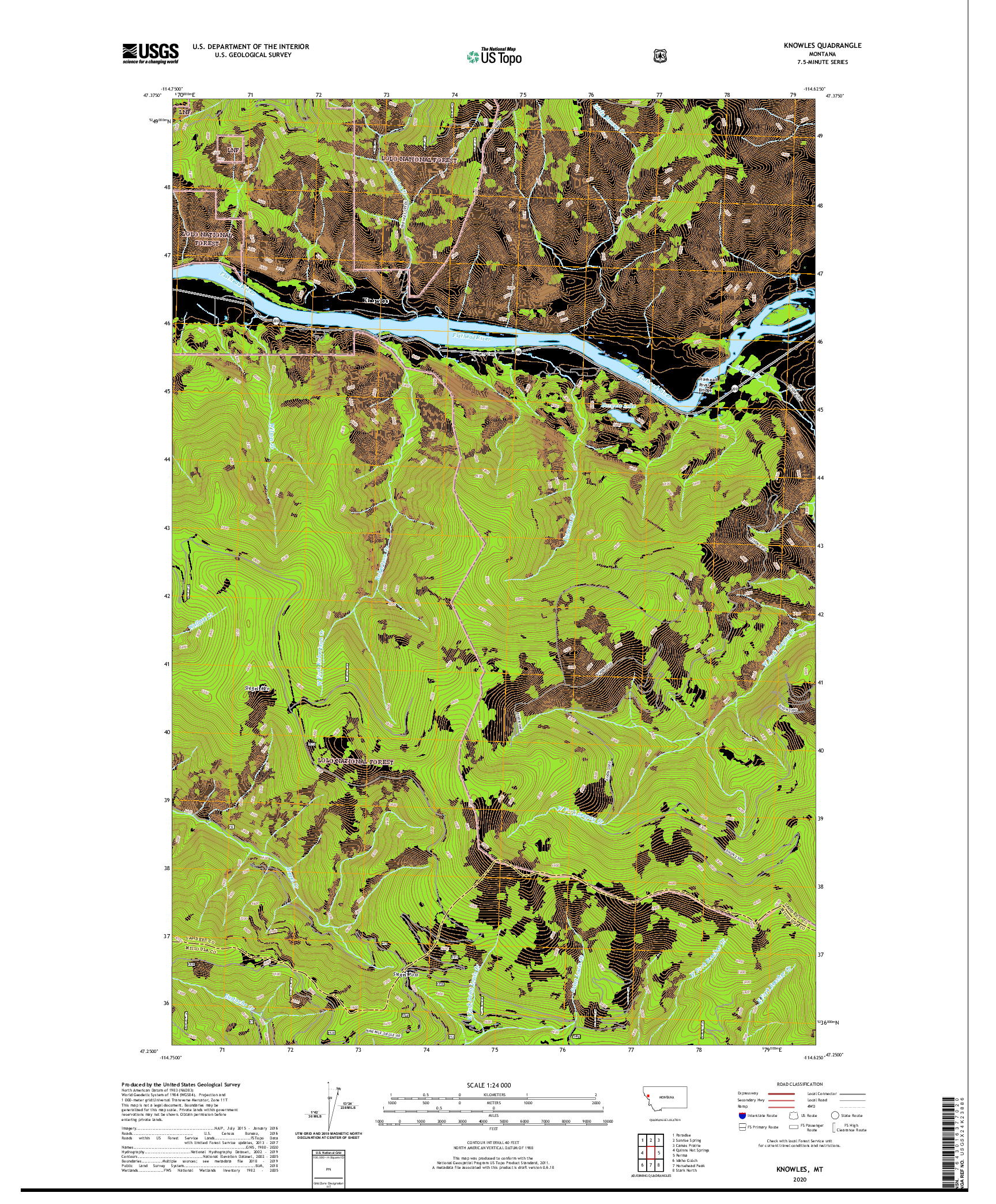 USGS US TOPO 7.5-MINUTE MAP FOR KNOWLES, MT 2020