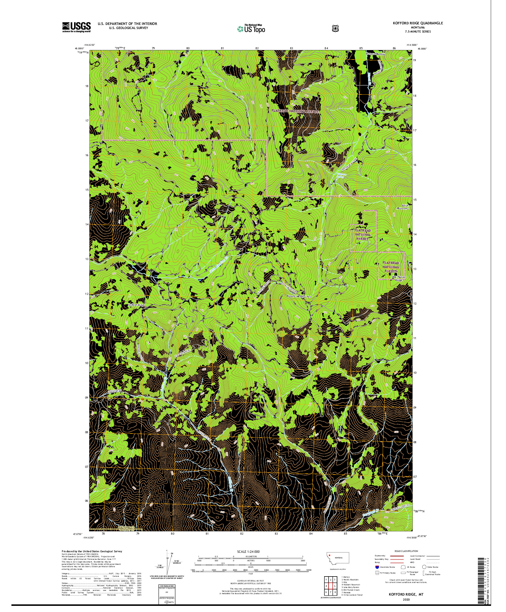 USGS US TOPO 7.5-MINUTE MAP FOR KOFFORD RIDGE, MT 2020