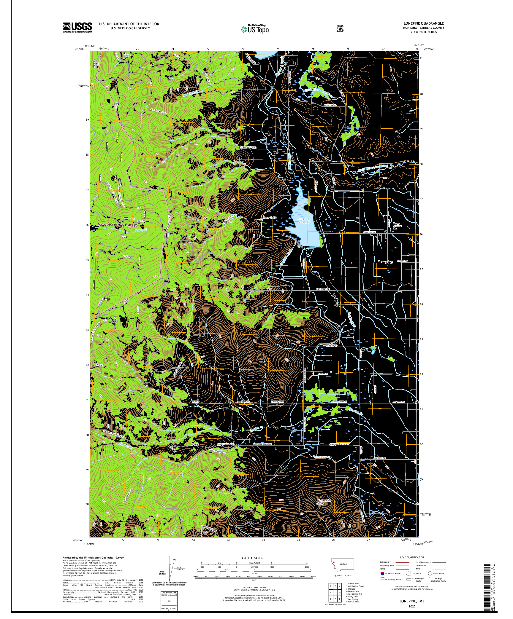USGS US TOPO 7.5-MINUTE MAP FOR LONEPINE, MT 2020