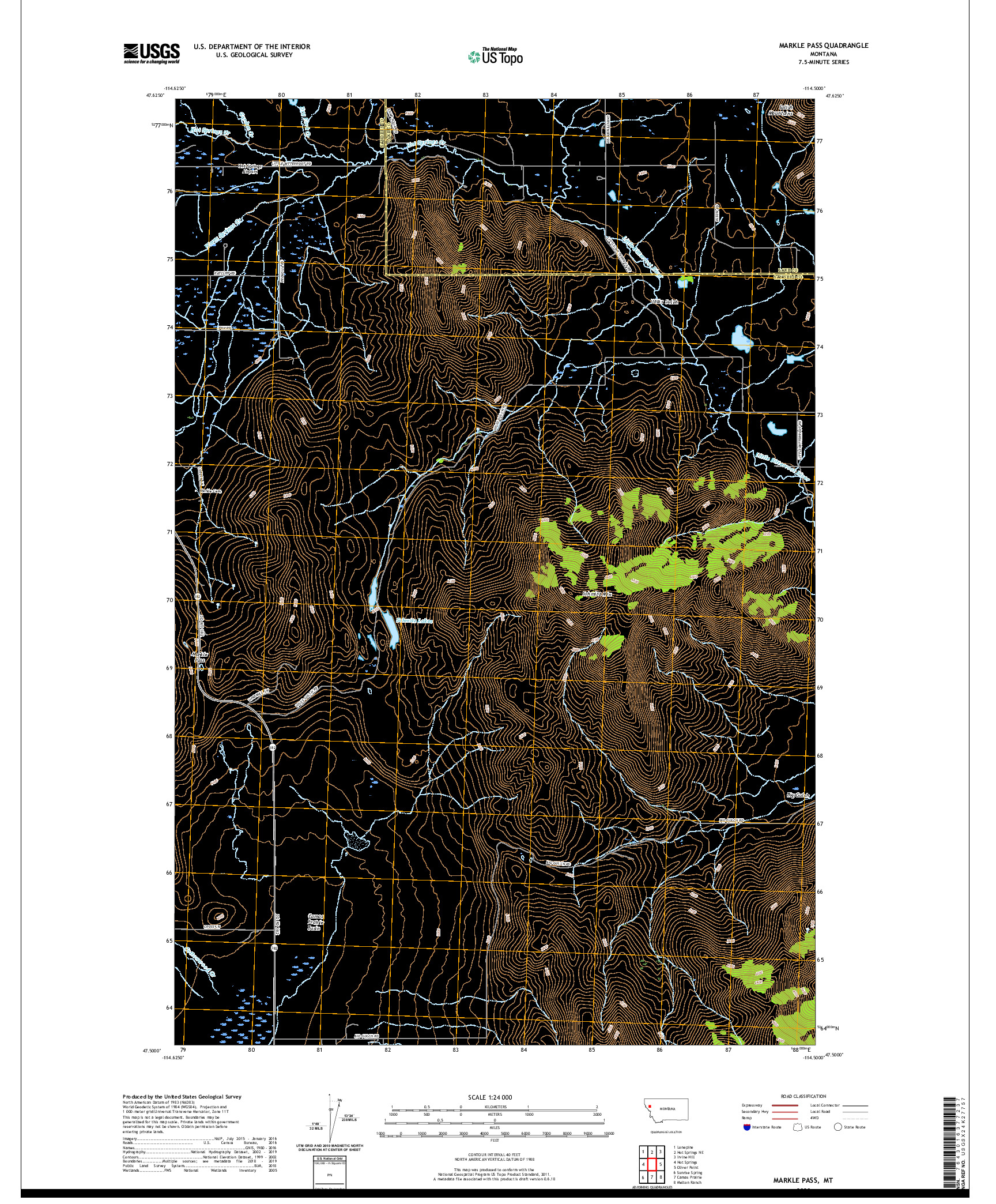 USGS US TOPO 7.5-MINUTE MAP FOR MARKLE PASS, MT 2020