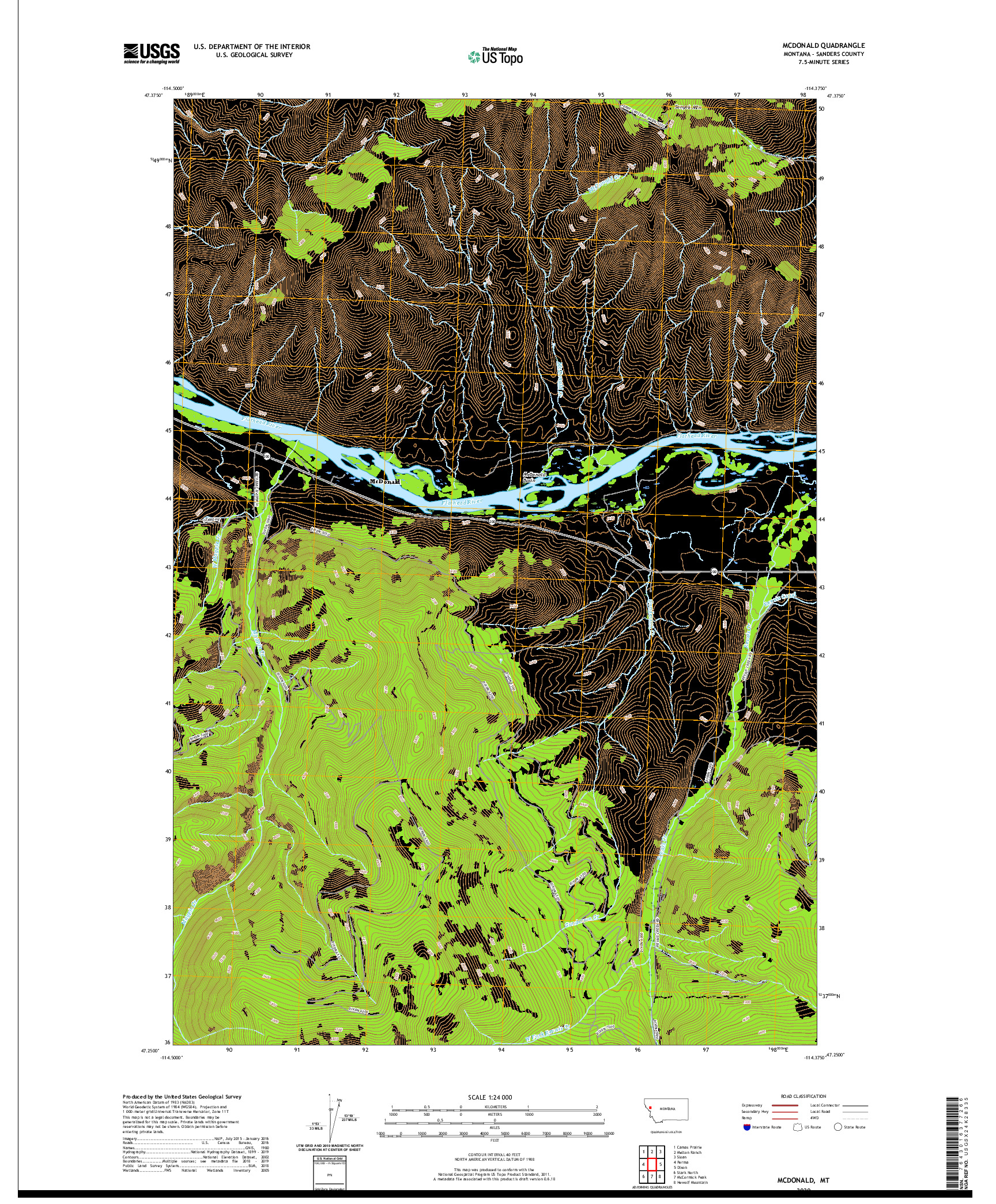 USGS US TOPO 7.5-MINUTE MAP FOR MCDONALD, MT 2020